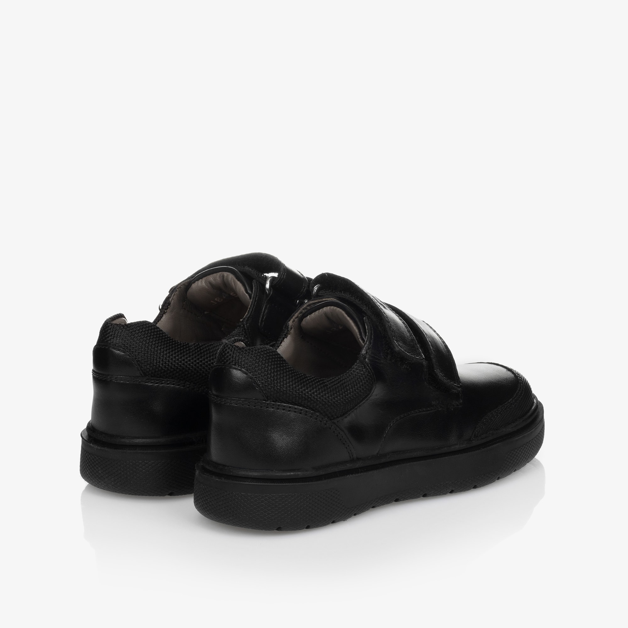 Boys Black Leather Velcro Shoes - View 2
