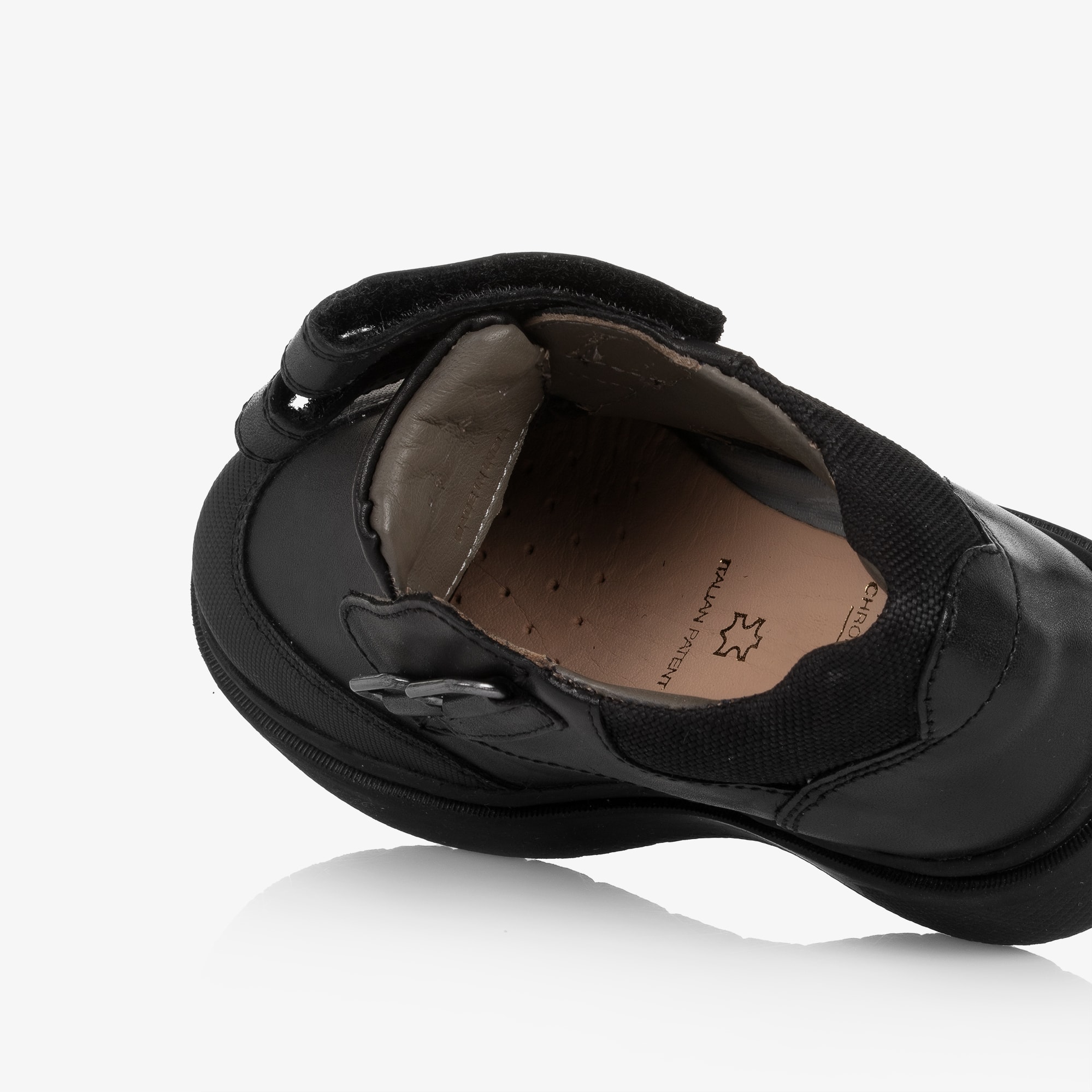 Boys Black Leather Velcro Shoes - View 6