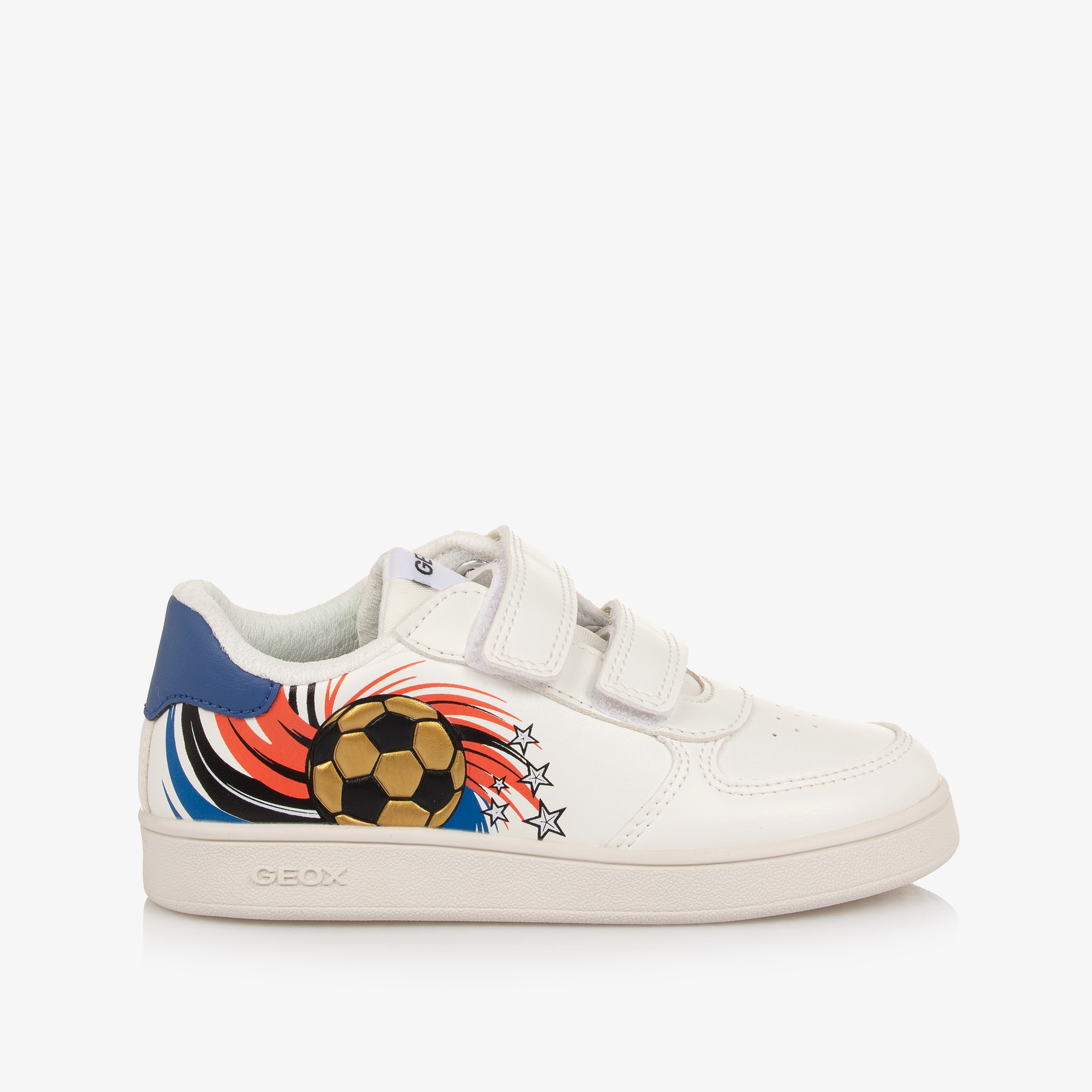 Boys White Faux Leather Football Trainers - View 5
