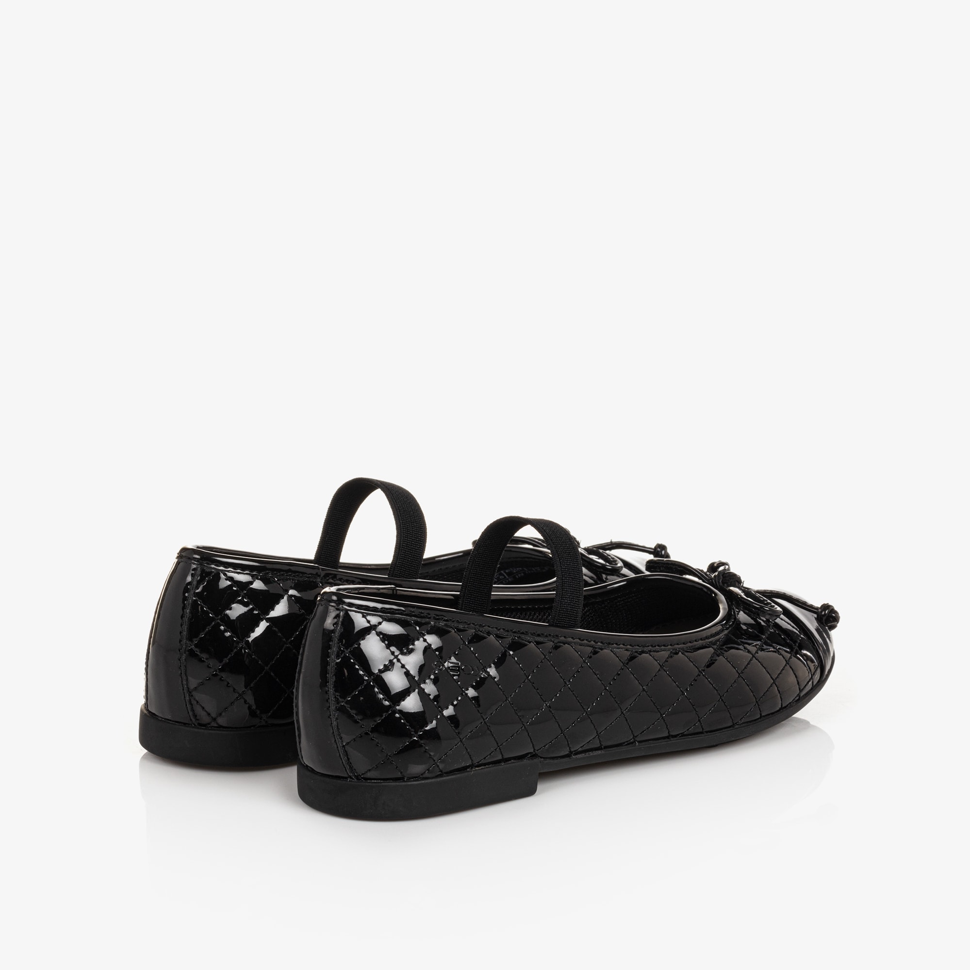 Girls Black Leather Ballet Pumps - View 2