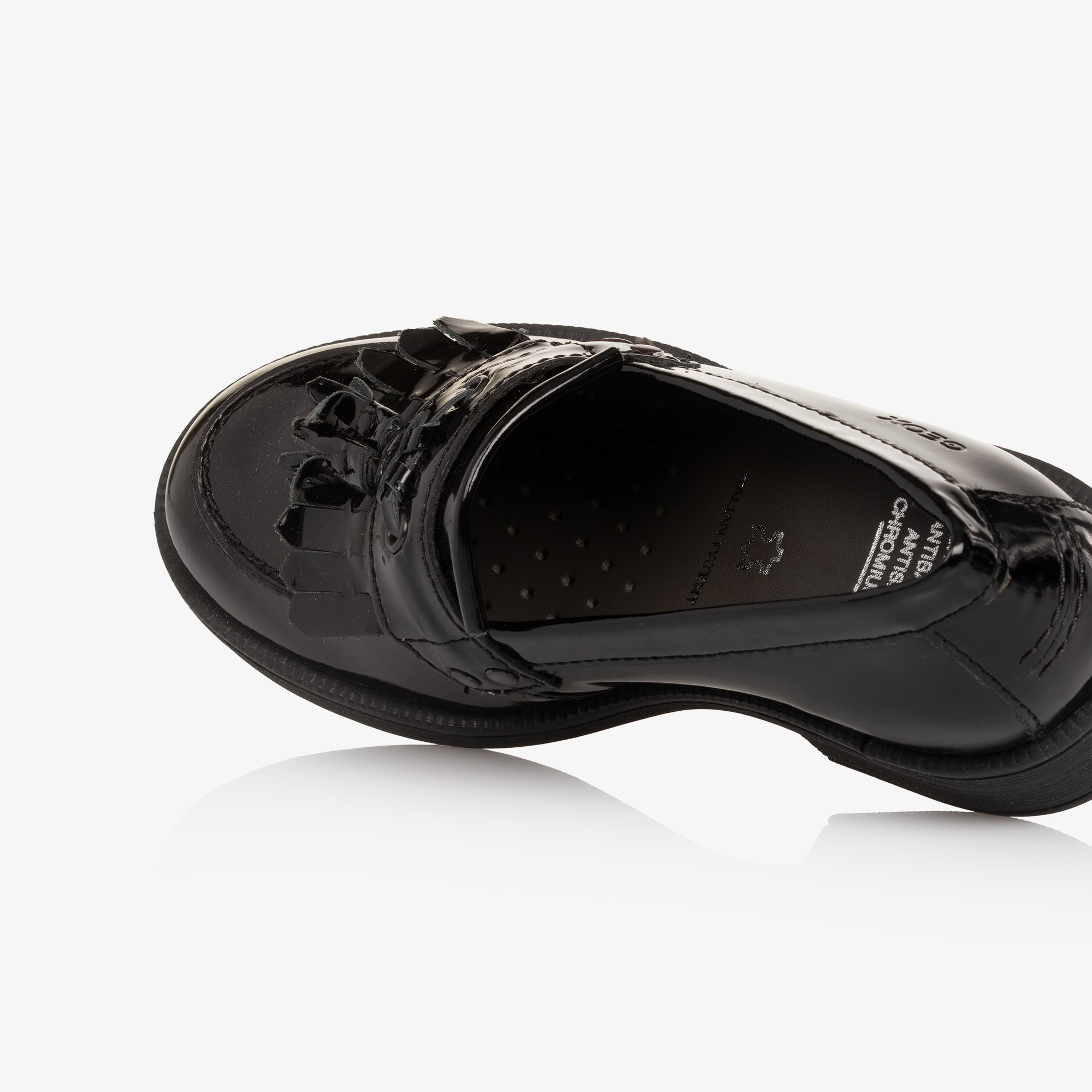 Girls Black Patent Leather Loafers - View 6