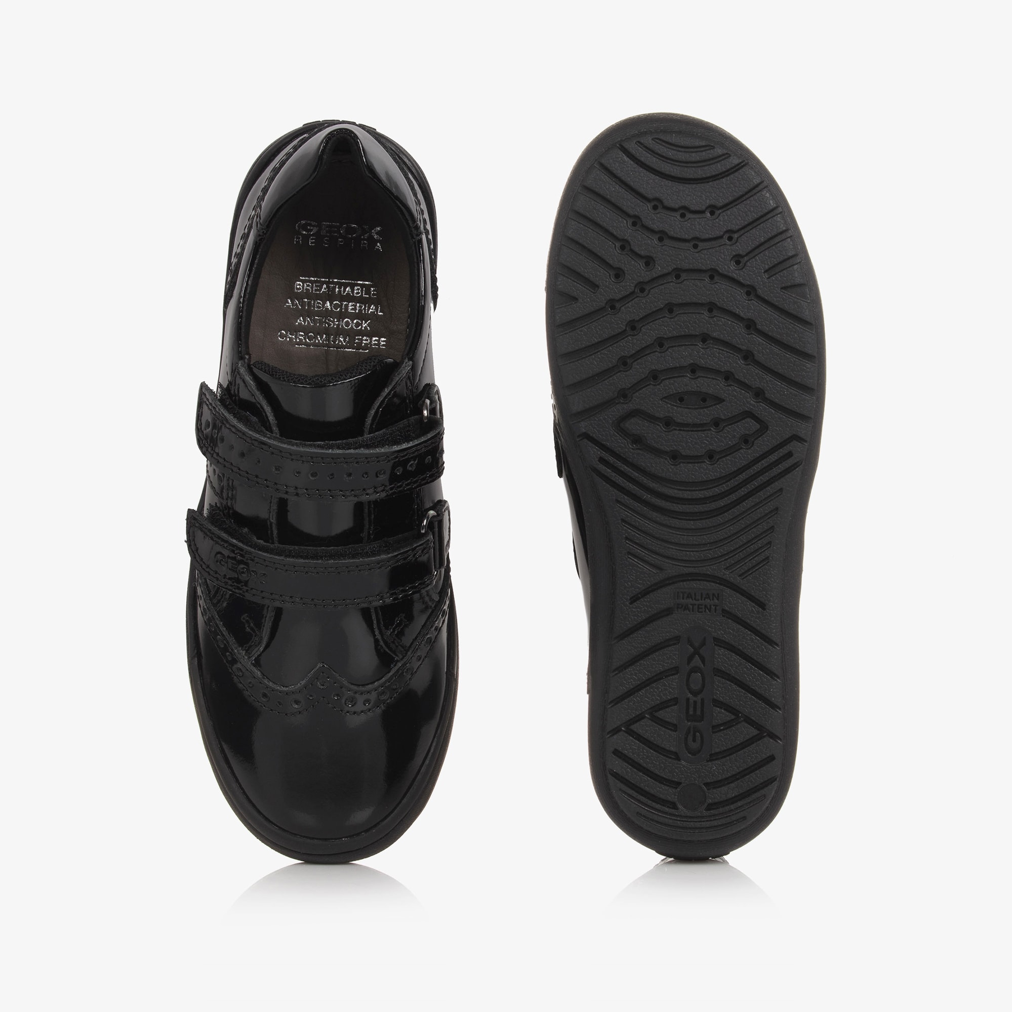 Girls Black Patent Leather Trainers - View 3
