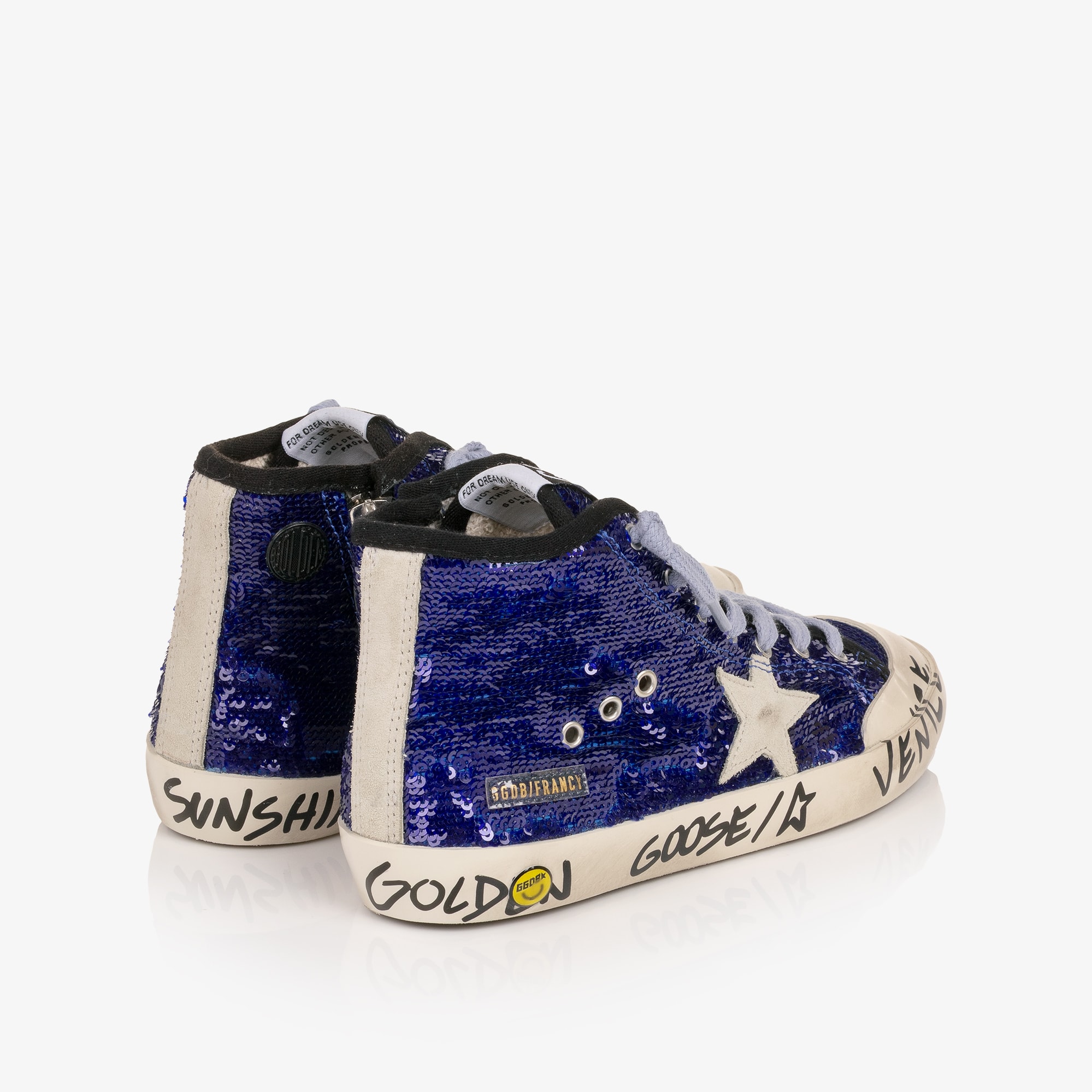 Girls Blue Sequin Francy High Top Trainers - View 2