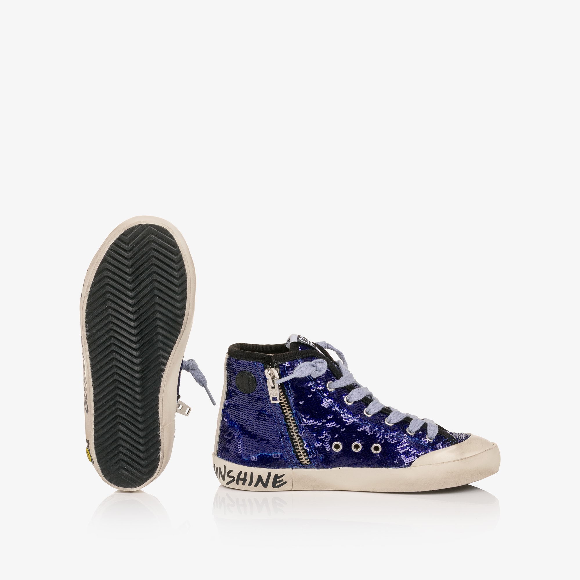 Girls Blue Sequin Francy High Top Trainers - View 3
