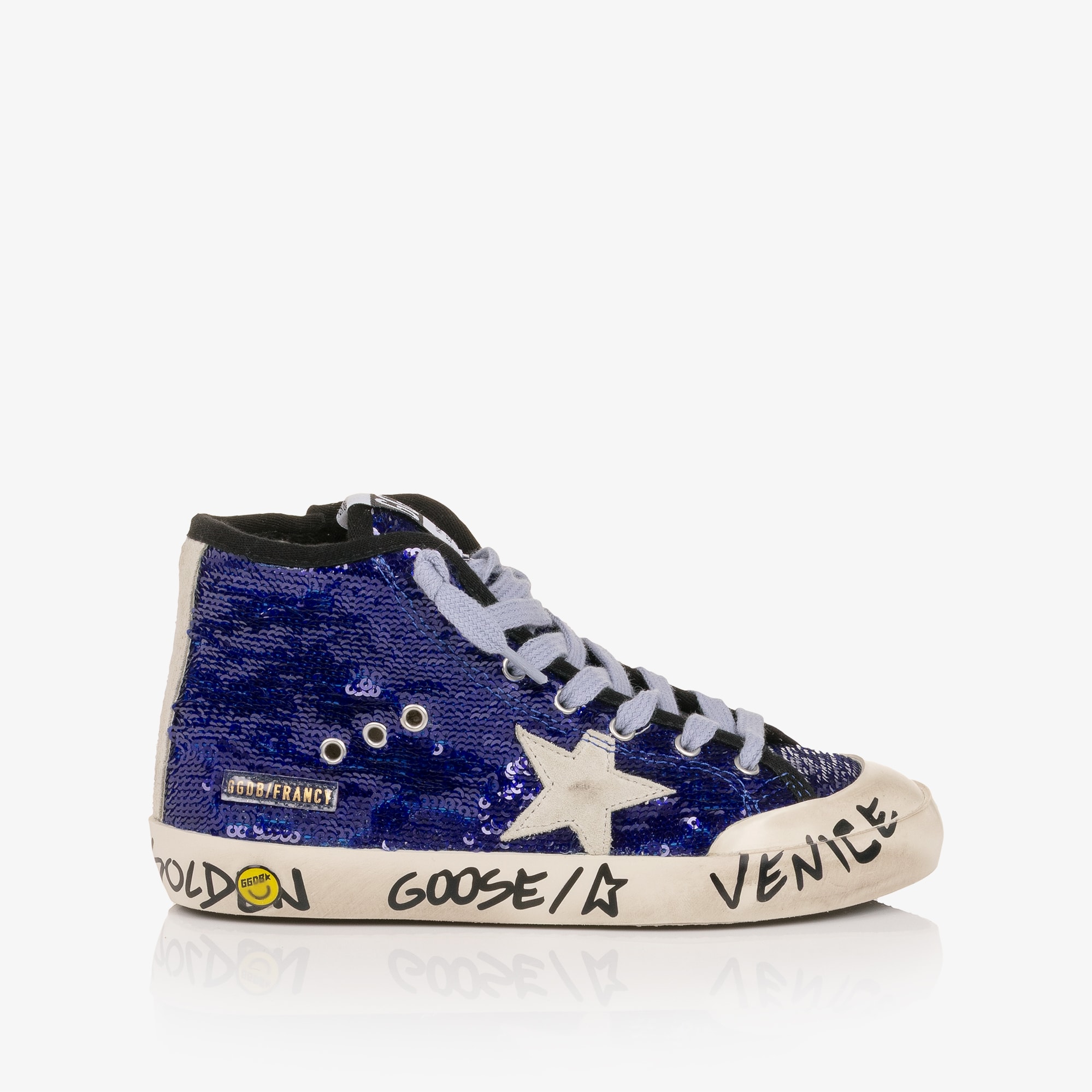 Girls Blue Sequin Francy High Top Trainers - View 4