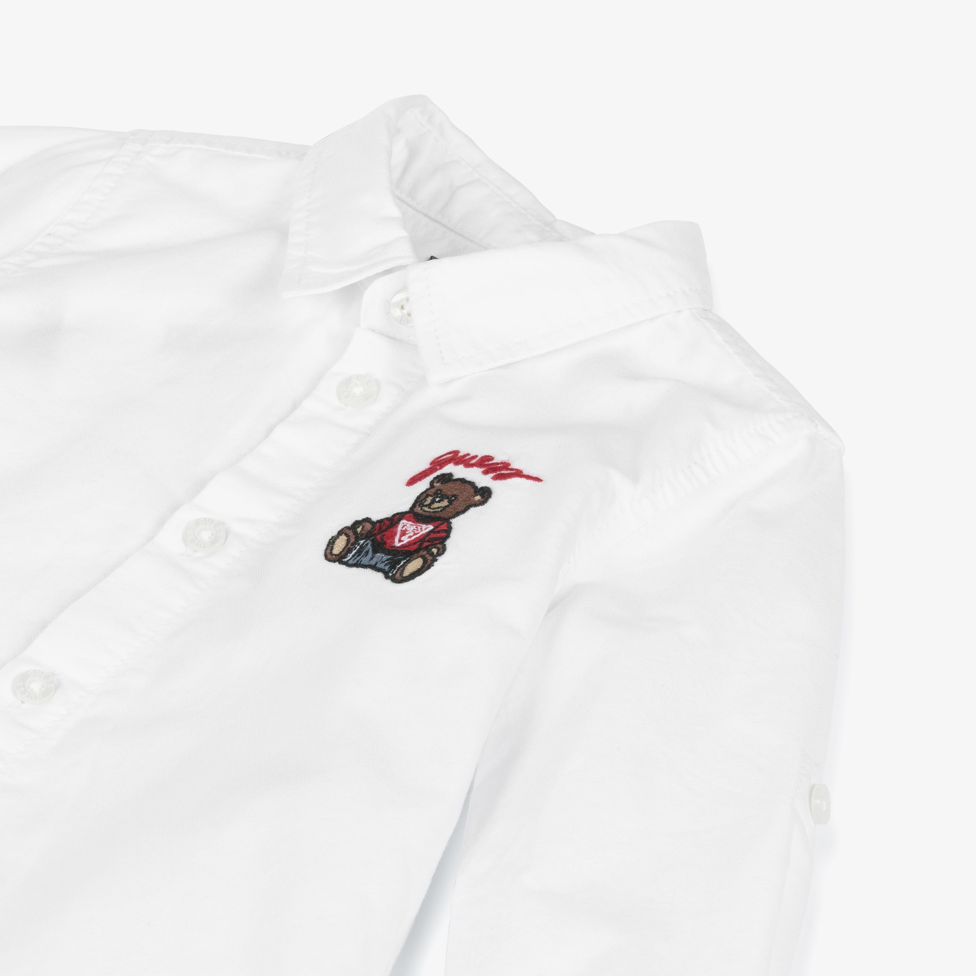 Baby Boys White Cotton Bear Shirt - View 4