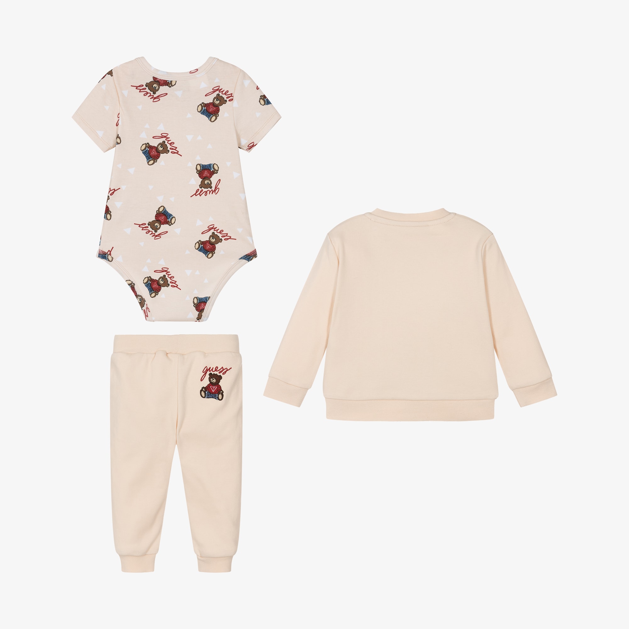 Baby Girls Pale Pink Tracksuit Set with Teddy Bear Motifs - View 3
