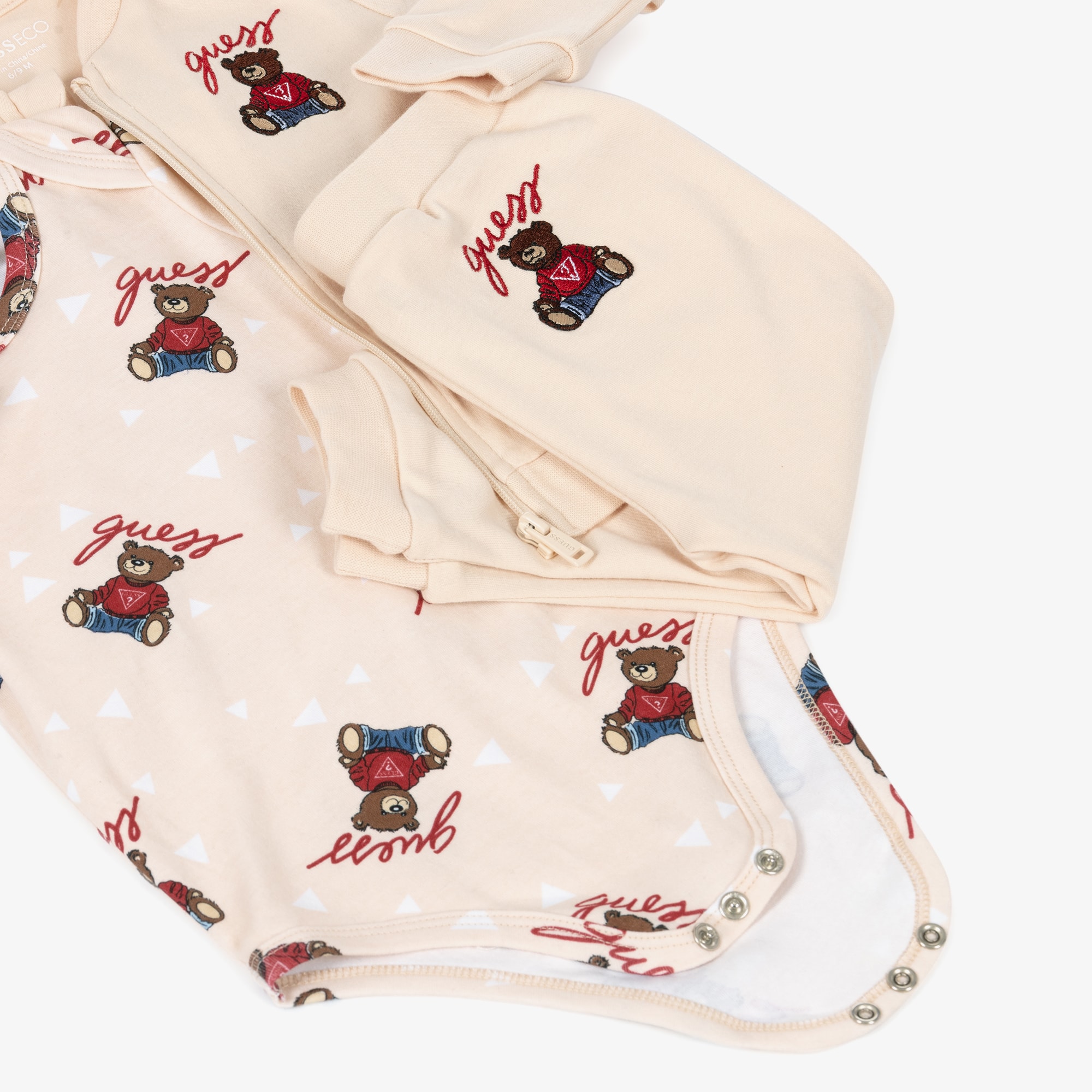 Baby Girls Pale Pink Tracksuit Set with Teddy Bear Motifs - View 4