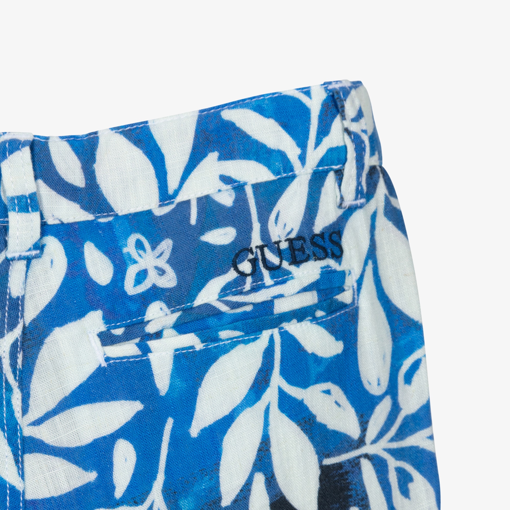 Boys Blue & White Botanical Print Shorts - View 4