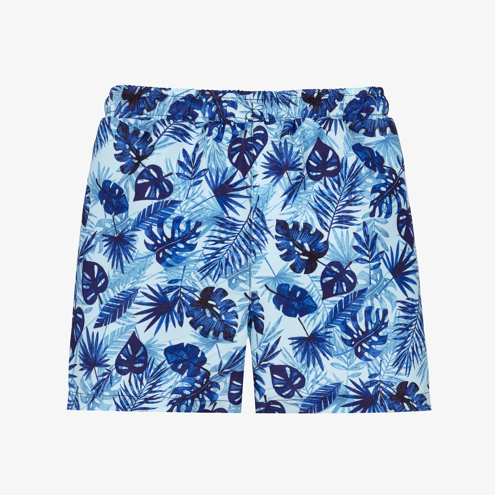 Boys Blue Palm Leaf Print Swim Shorts - View 2