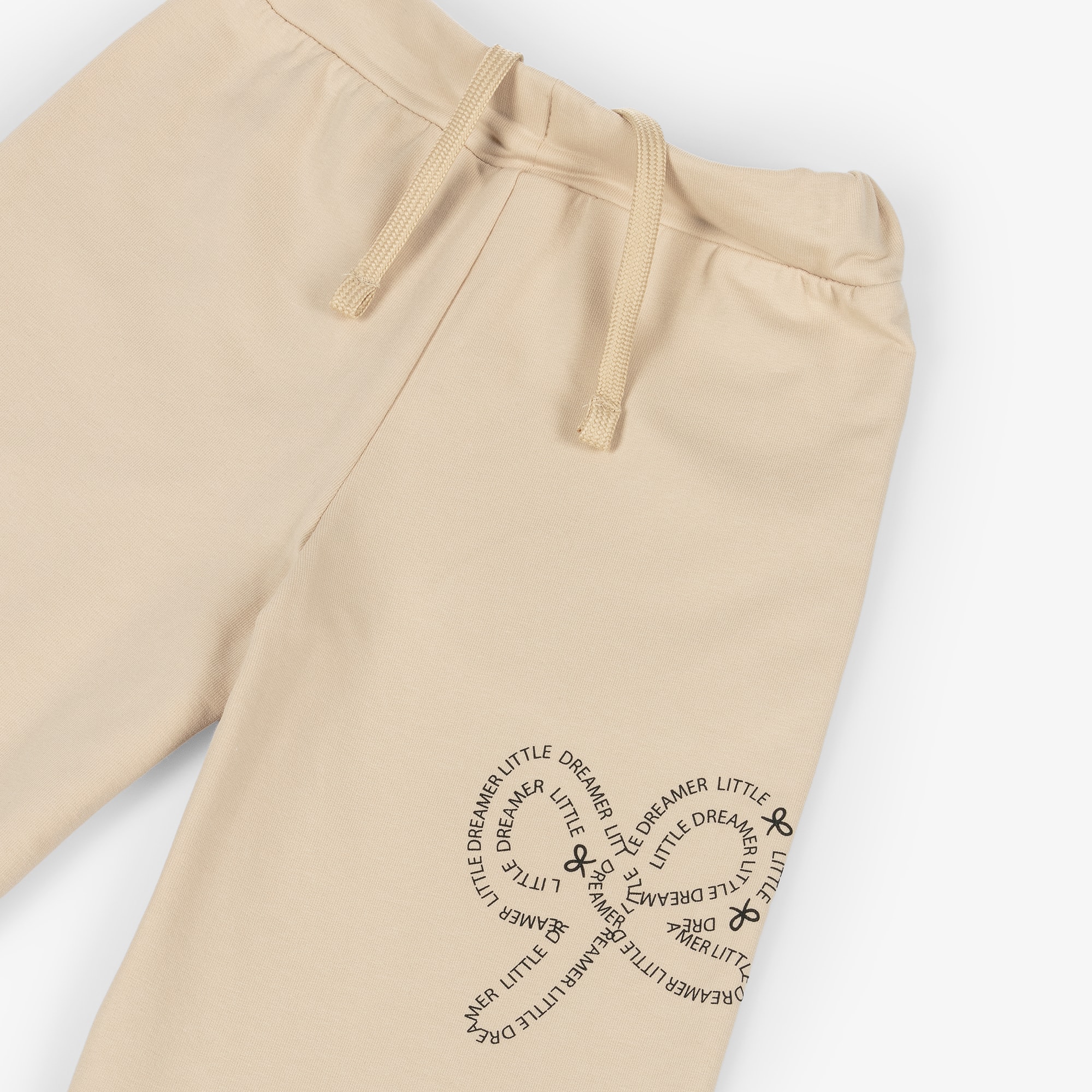 Girls Beige Cotton Bow Design Tracksuit - View 5