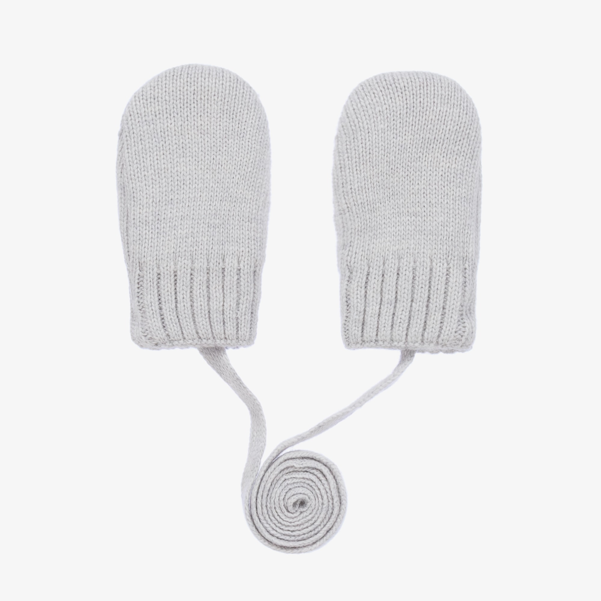 Grey Wool & Cashmere Baby Mittens - View 1