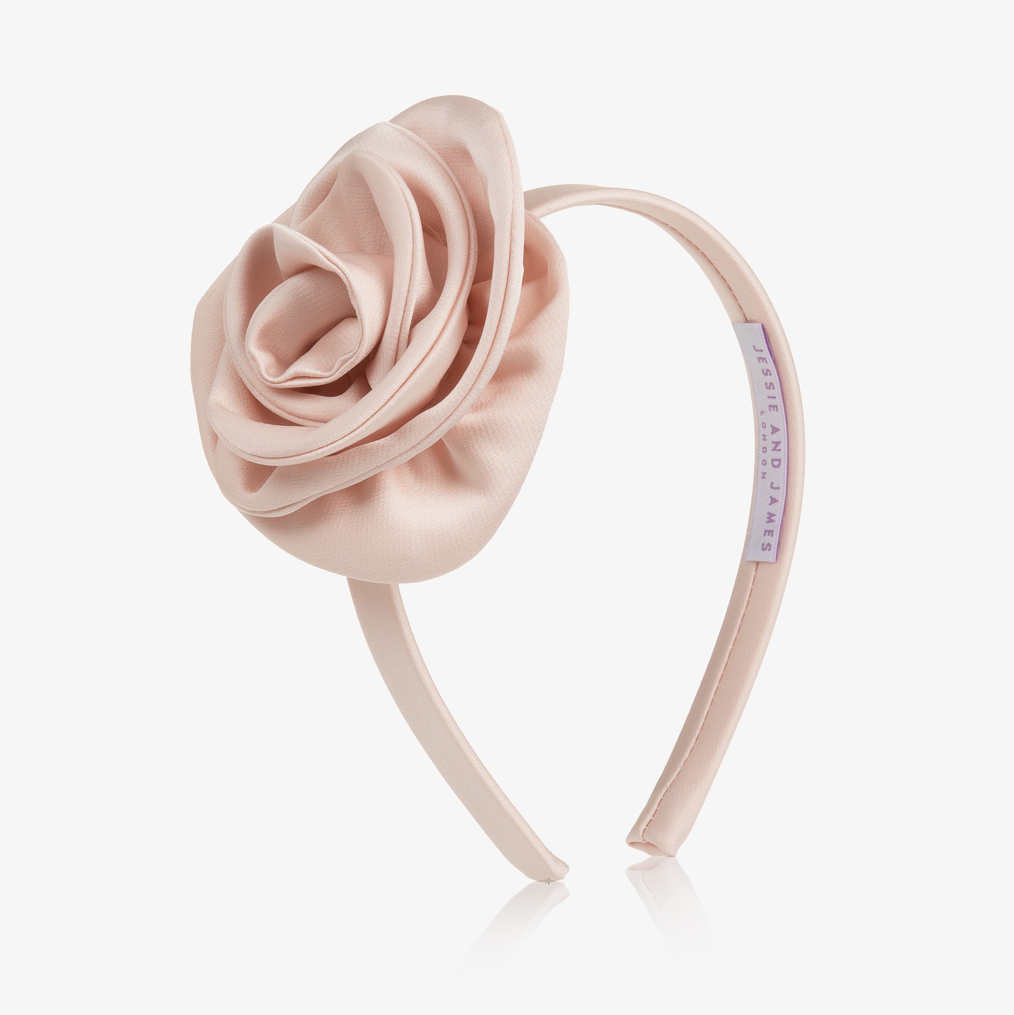 Girls Pale Pink Satin Rose Hairband - View 1