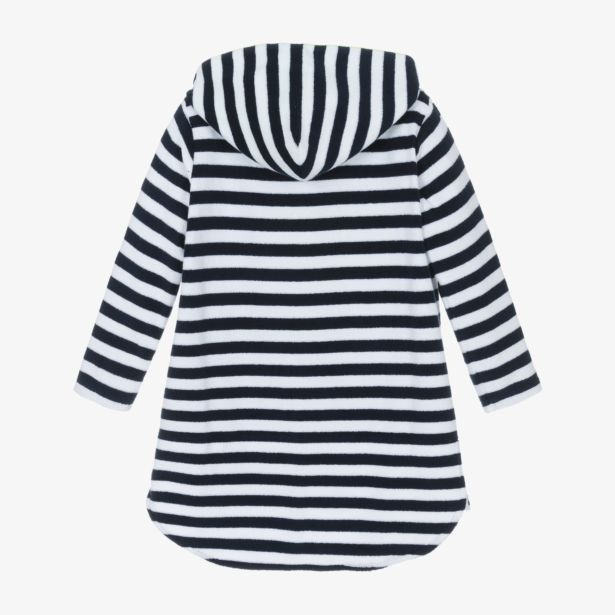Navy Blue Stripe Hooded Towelling Robe - View 3