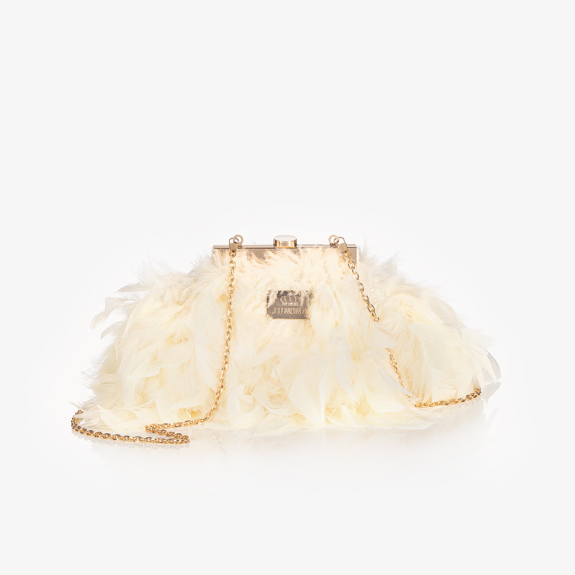 Girls Ivory Feather Bag with Faux Pearl Handle (20cm) - View 6