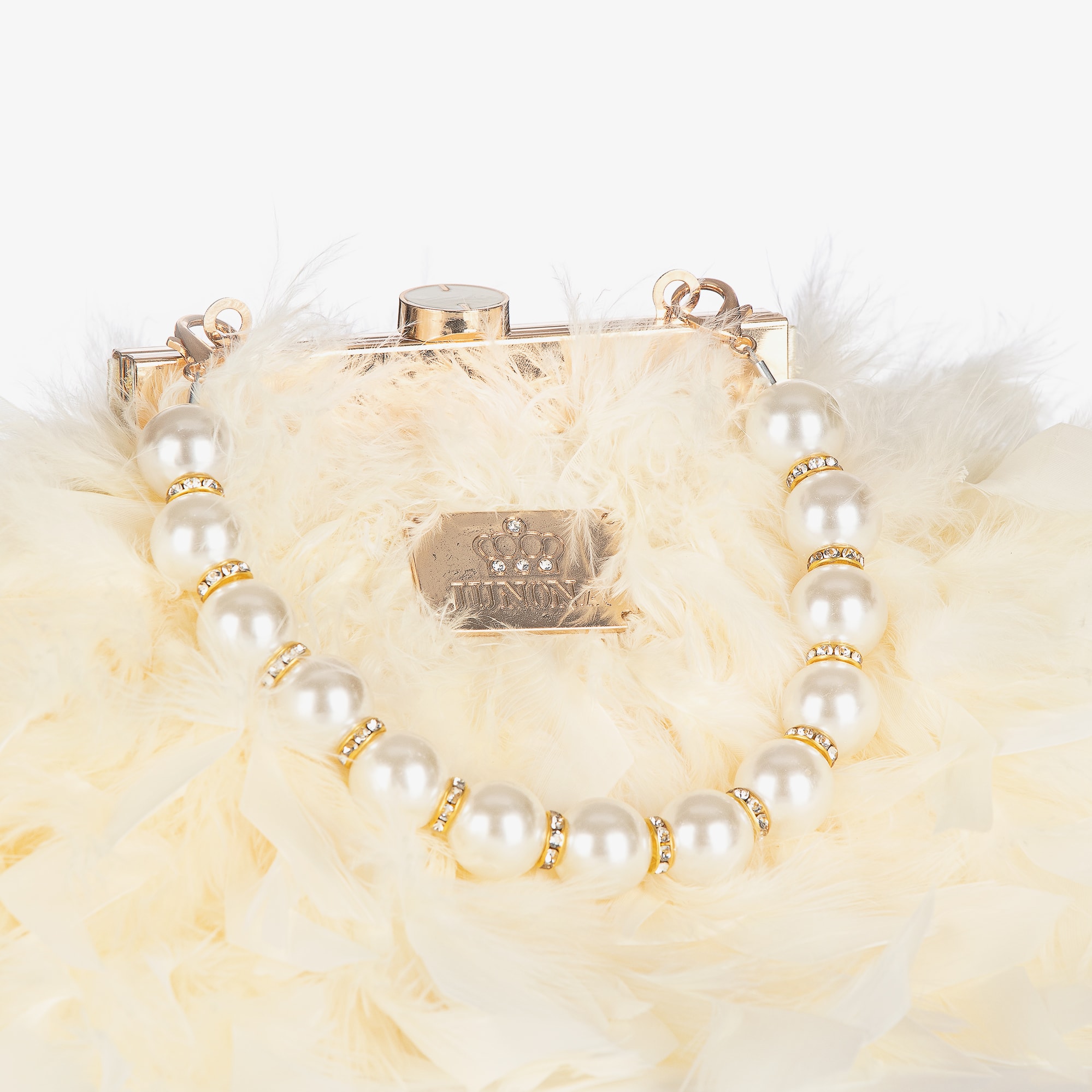 Girls Ivory Feather Bag with Faux Pearl Handle (20cm) - View 7