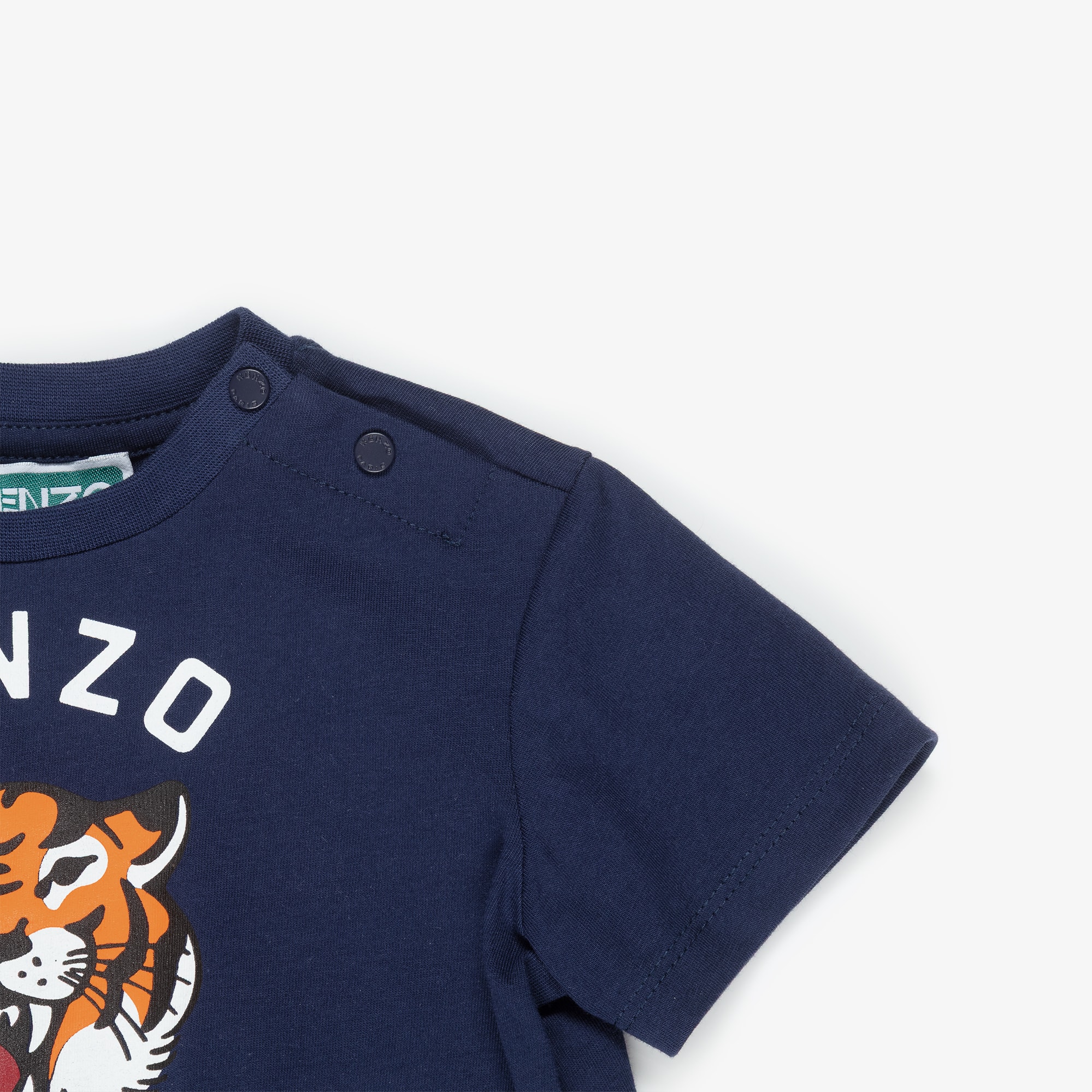 Girls Navy Blue Lucky Tiger Cotton Dress - View 3