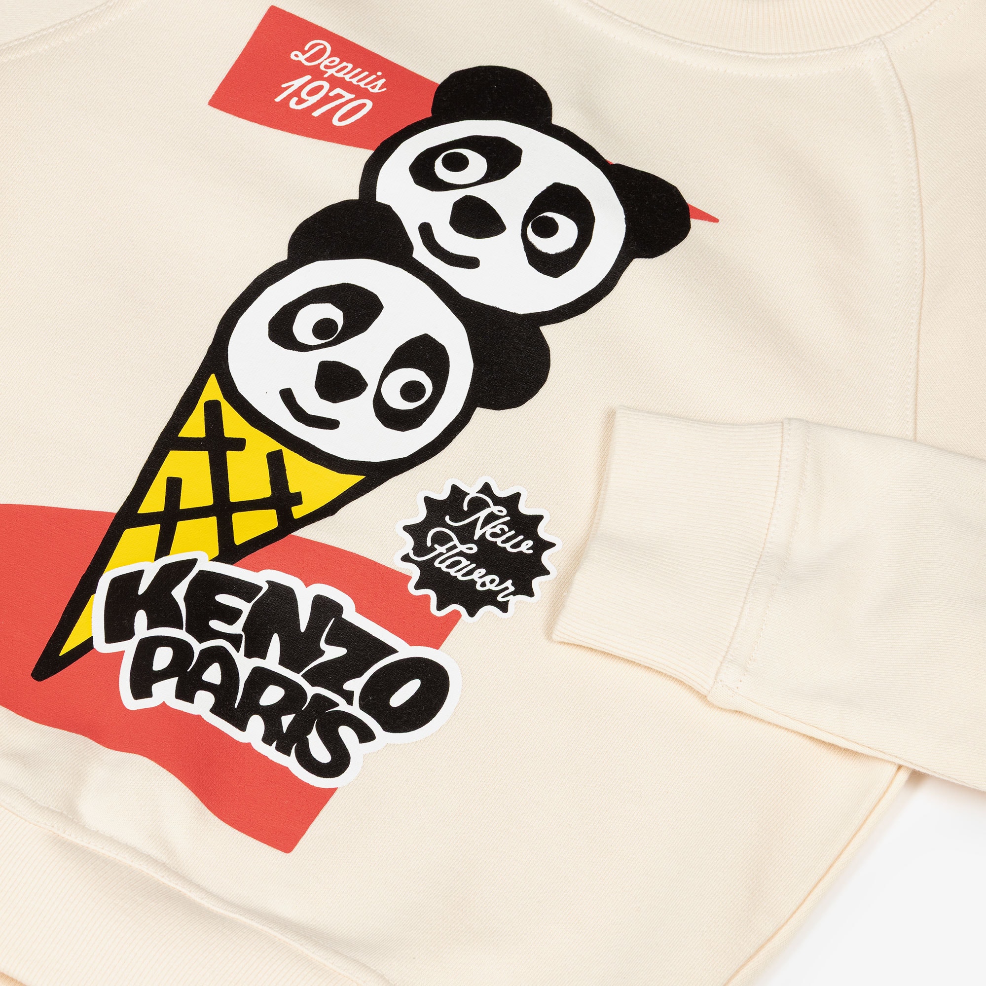 Ivory Cotton Vintage Panda Ice Cream Sweatshirt - View 4