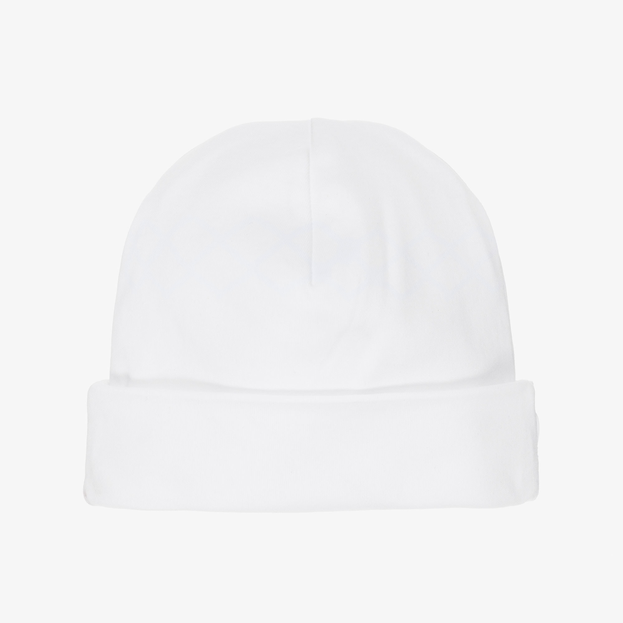 Baby Boys White Pima Cotton Hand-Embroidered Hat - View 2