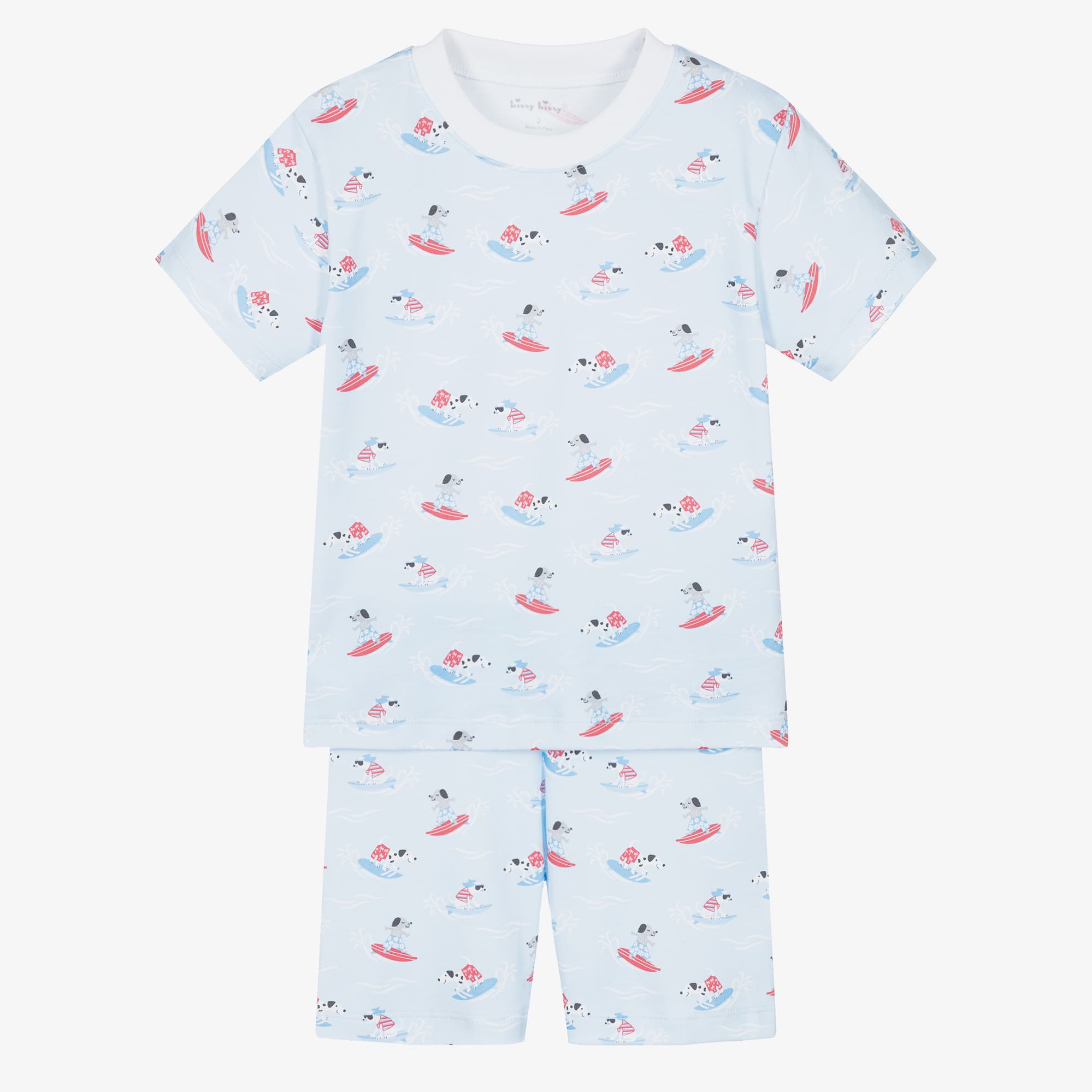 Boys Blue Beach Pups Pima Cotton Pyjamas