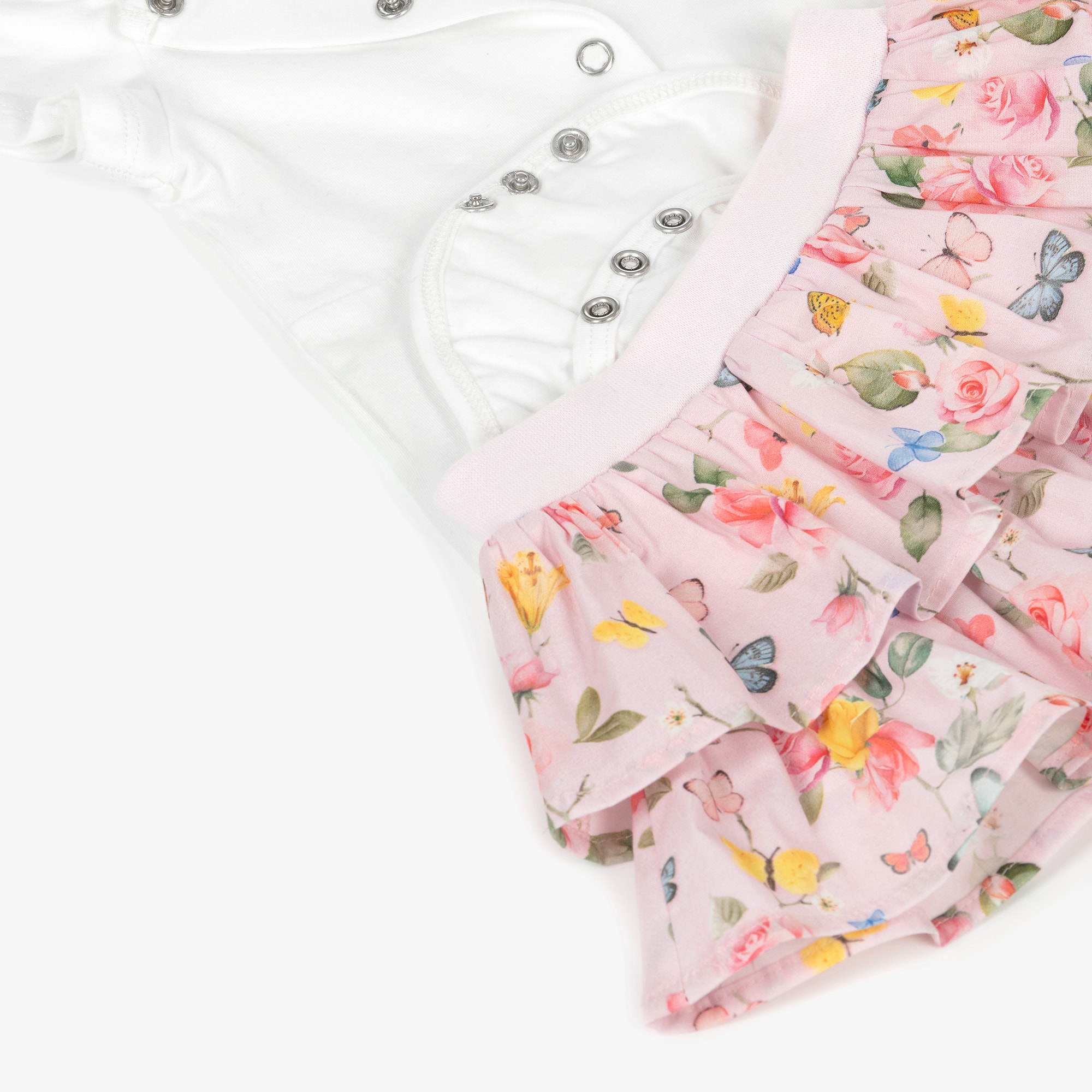 Baby Girls Pink Floral Bodysuit & Skirt Set - View 4