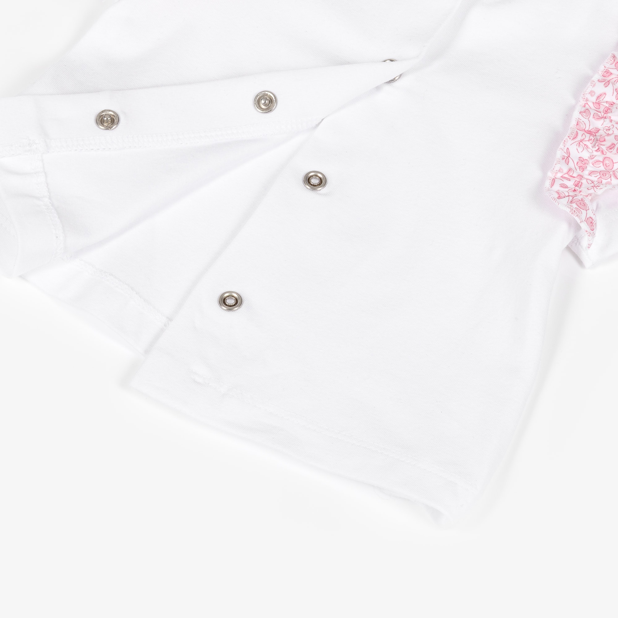 Baby Girls White & Pink Floral Cotton Shorts Set - View 4