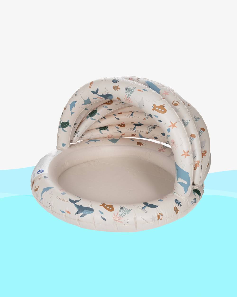 Beige Sea Creature Print Paddling Pool (108cm) - View 2