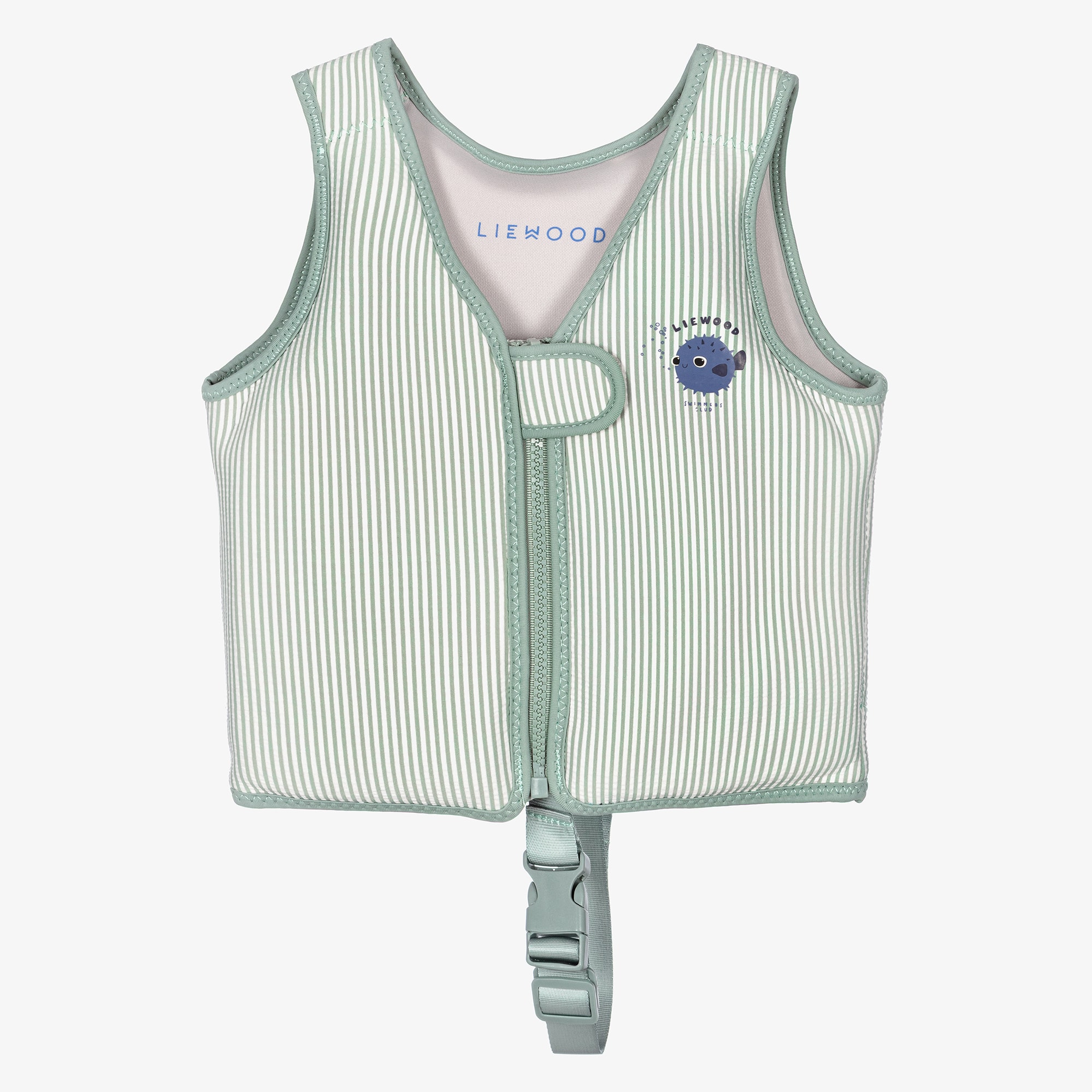 Boys Green Striped Seersucker Float Vest - View 1