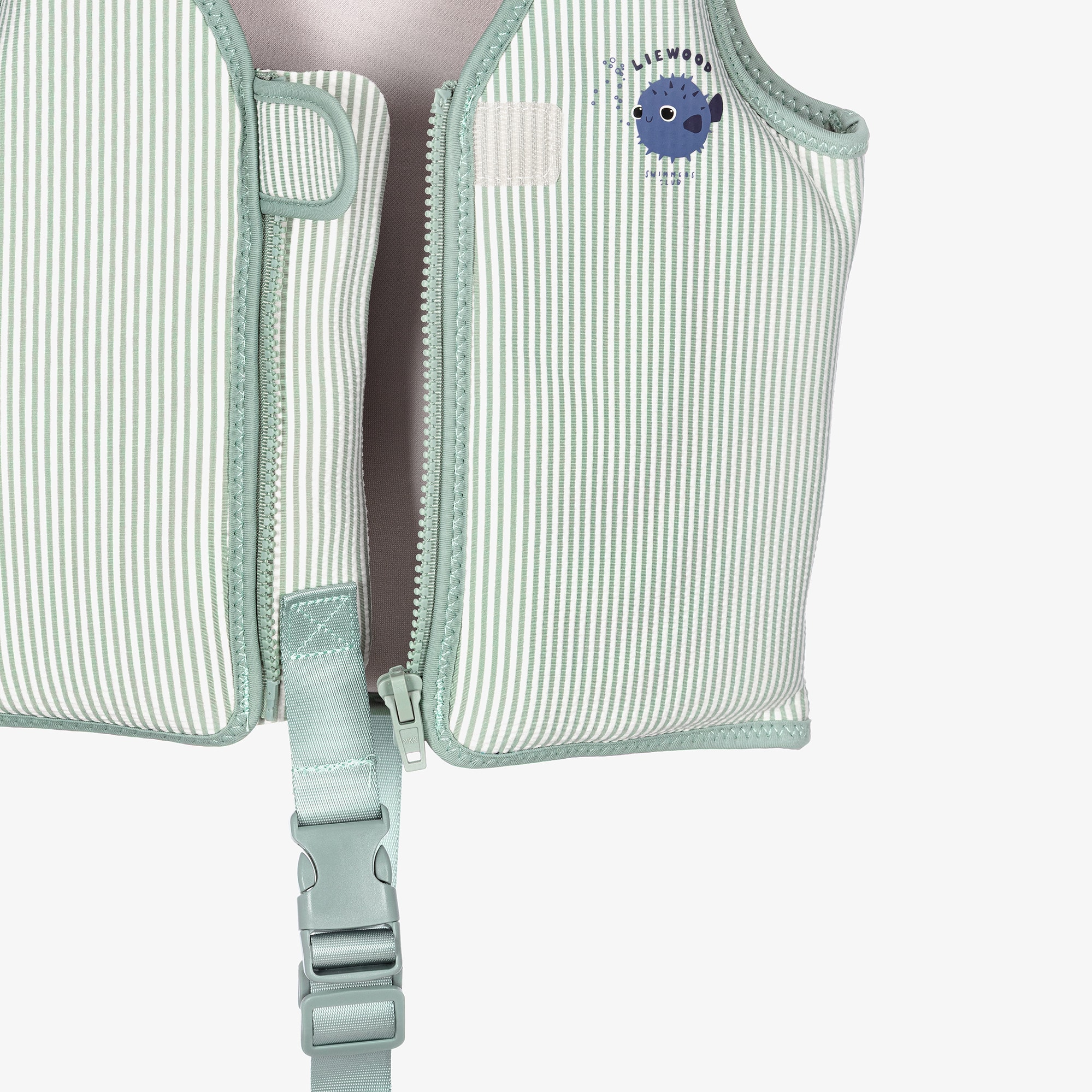 Boys Green Striped Seersucker Float Vest - View 4