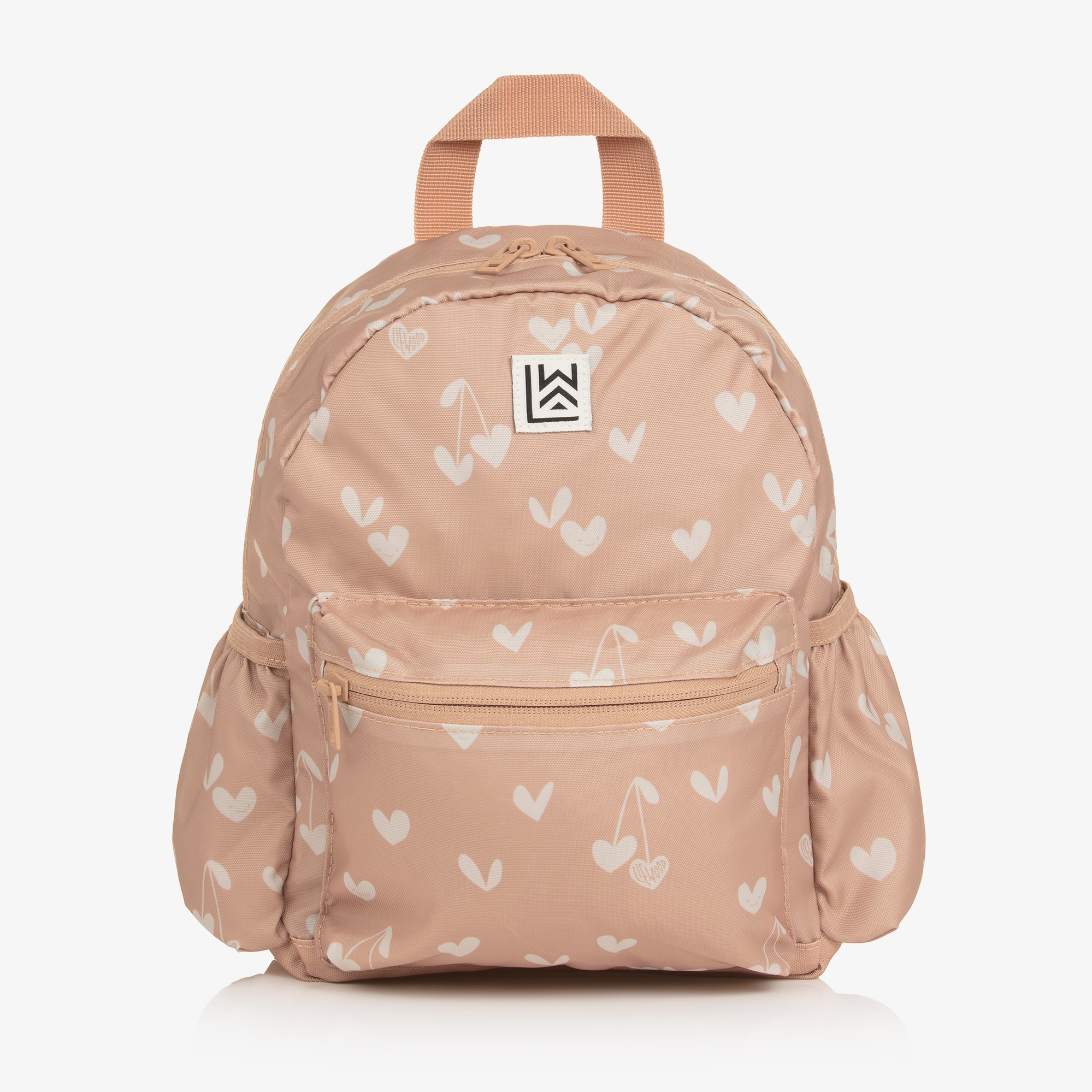 Dusky Pink Heart Print Backpack (27cm) - View 1