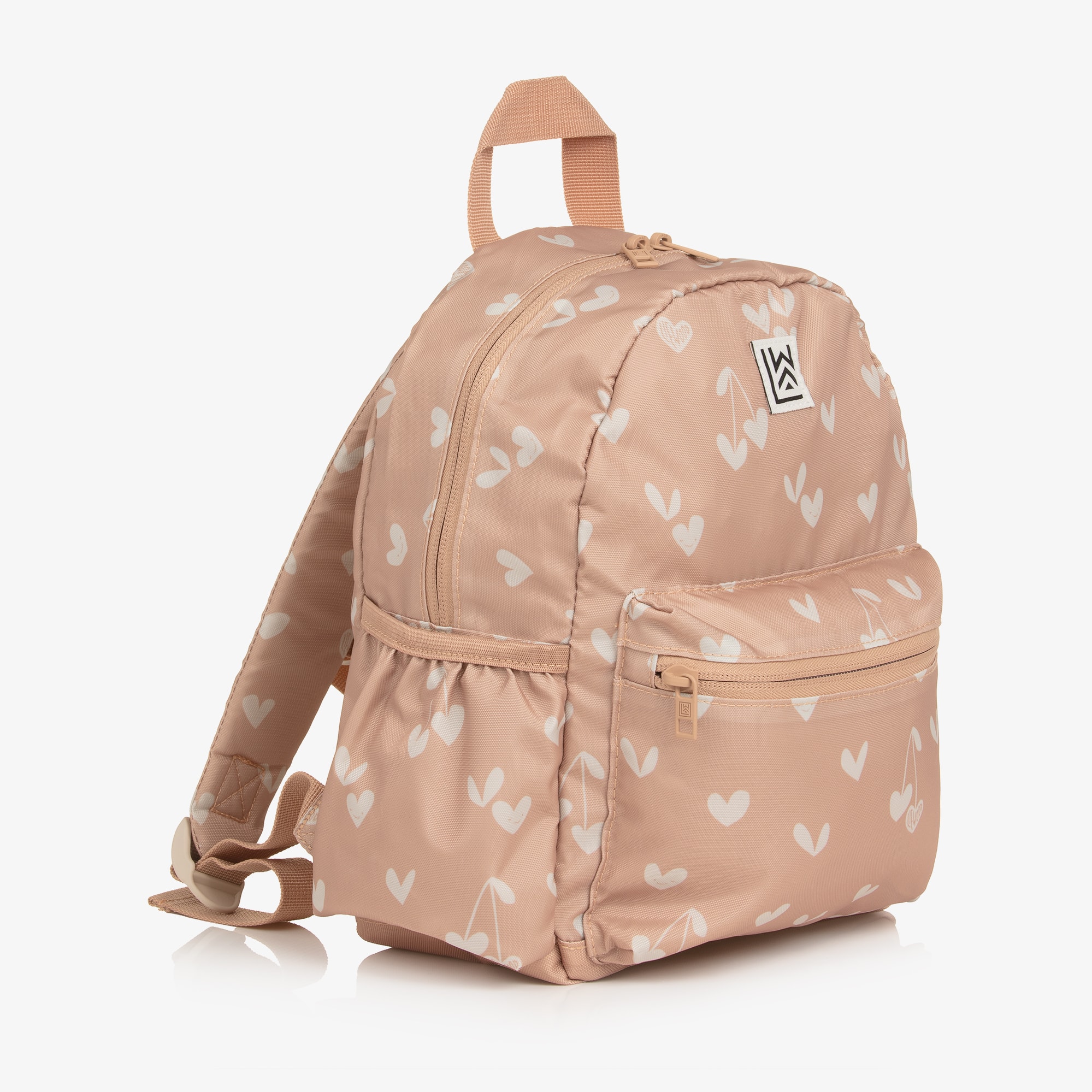 Dusky Pink Heart Print Backpack (27cm) - View 3
