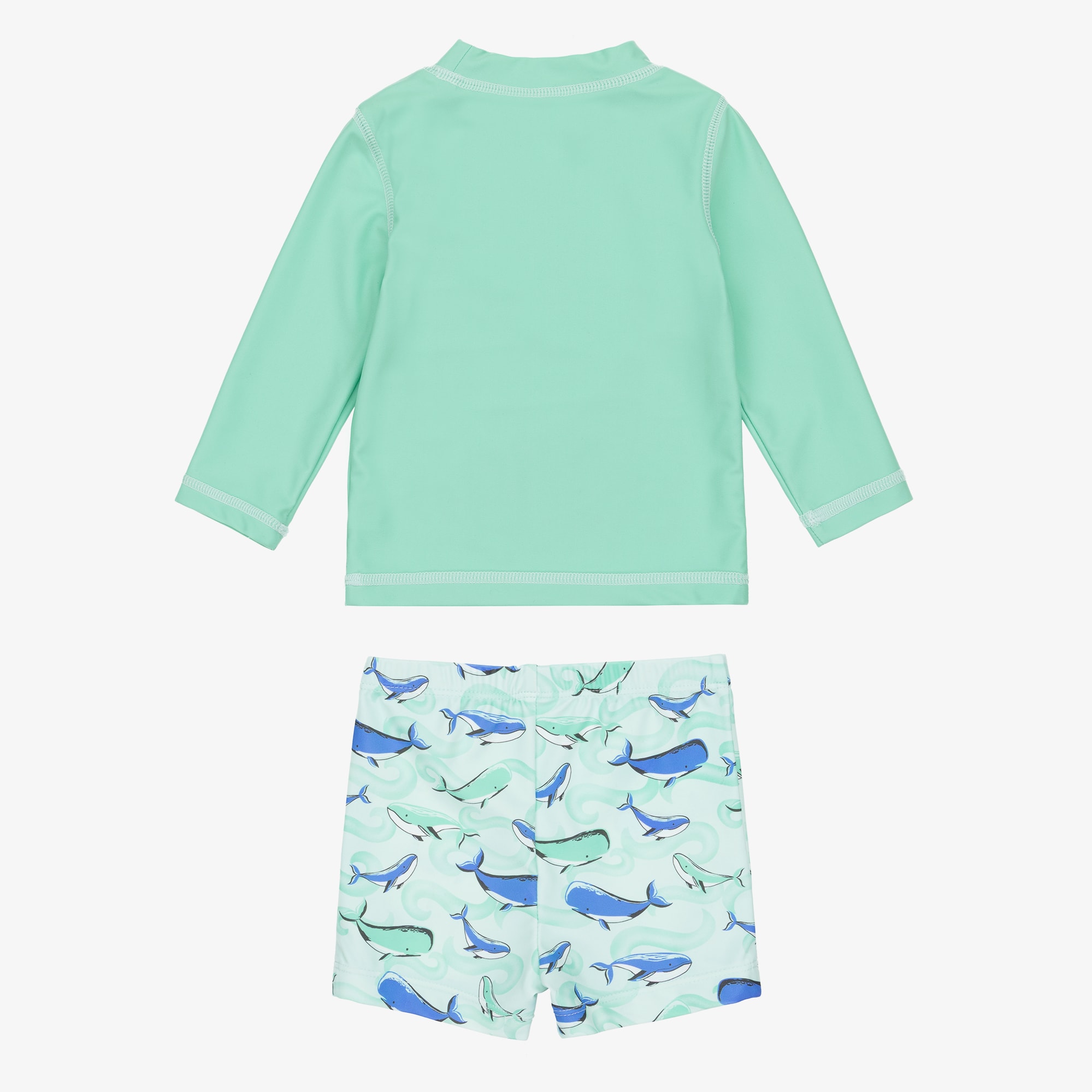 Baby Boys Green Whale Print Swim Set (UPF50+) - View 3