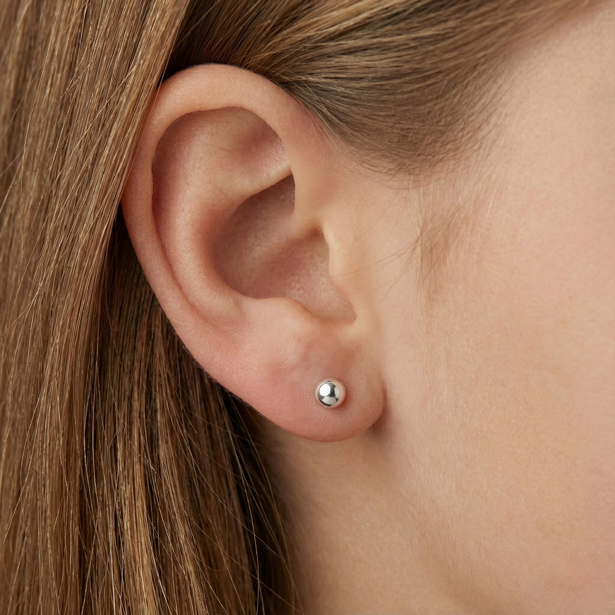 Sterling Silver 4mm Ball Stud Earrings - View 2
