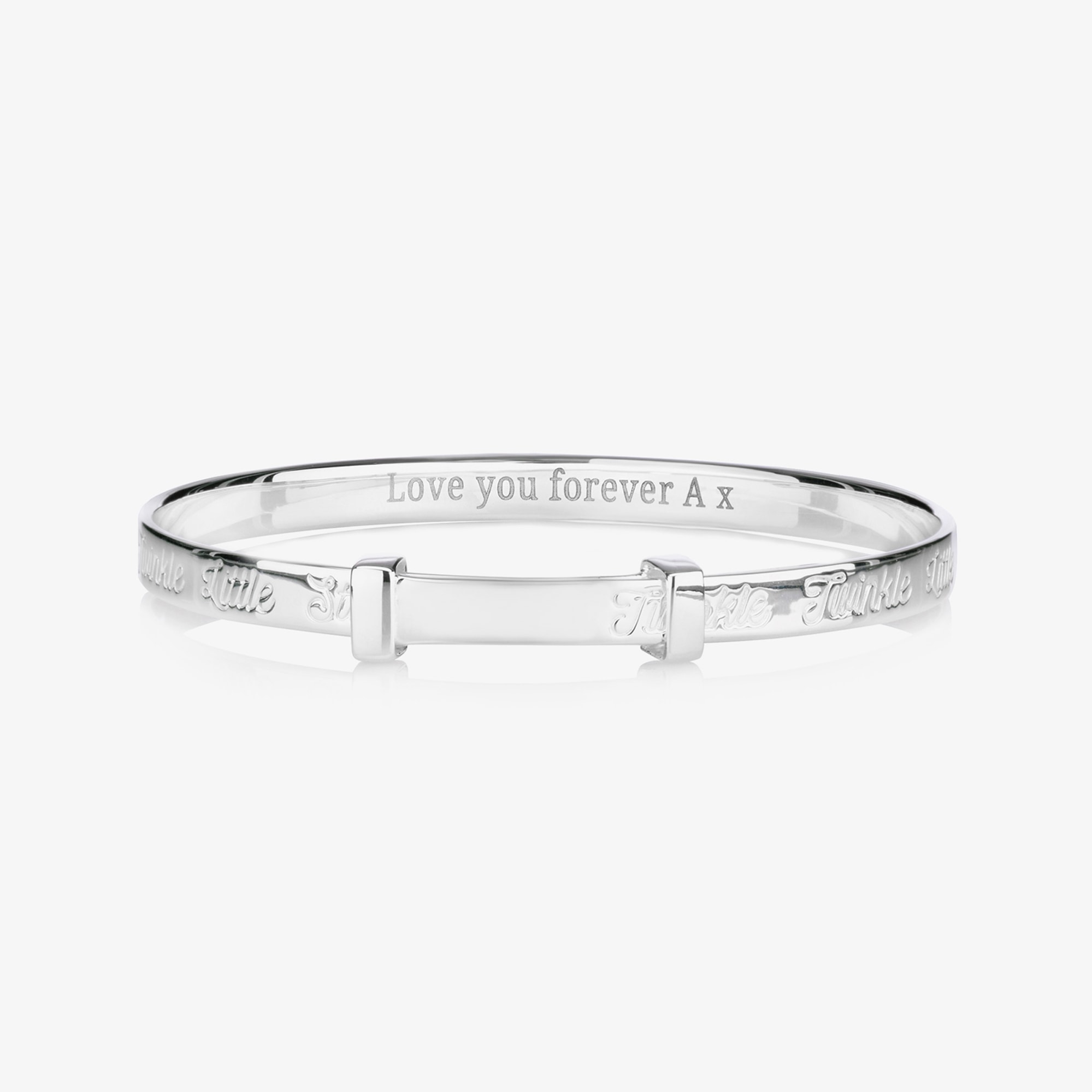 Sterling Silver Engraved Twinkle Bangle - View 2