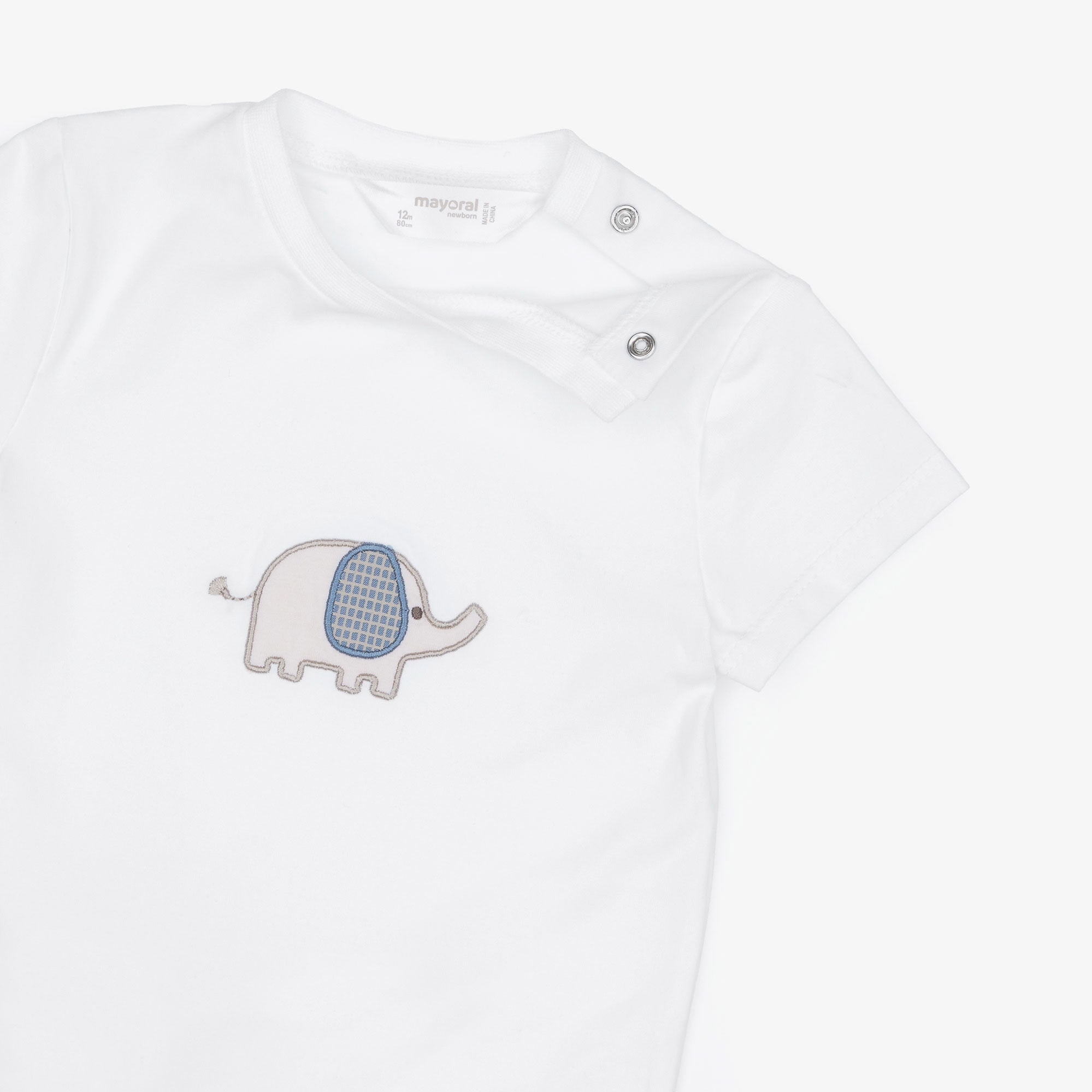 Baby Boys Beige & Blue Elephant Print Tracksuit Set - View 4