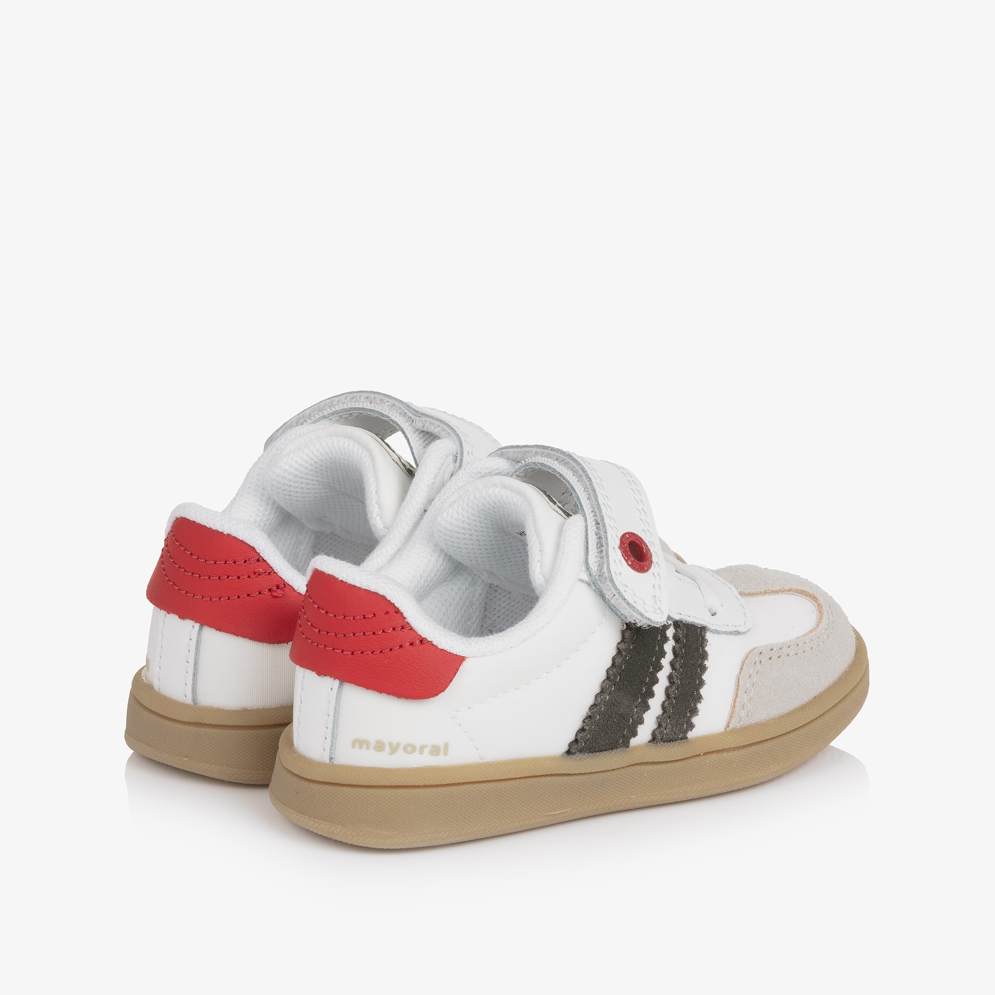 Baby Boys Blue Trainers with Suede Leather Trims - View 2