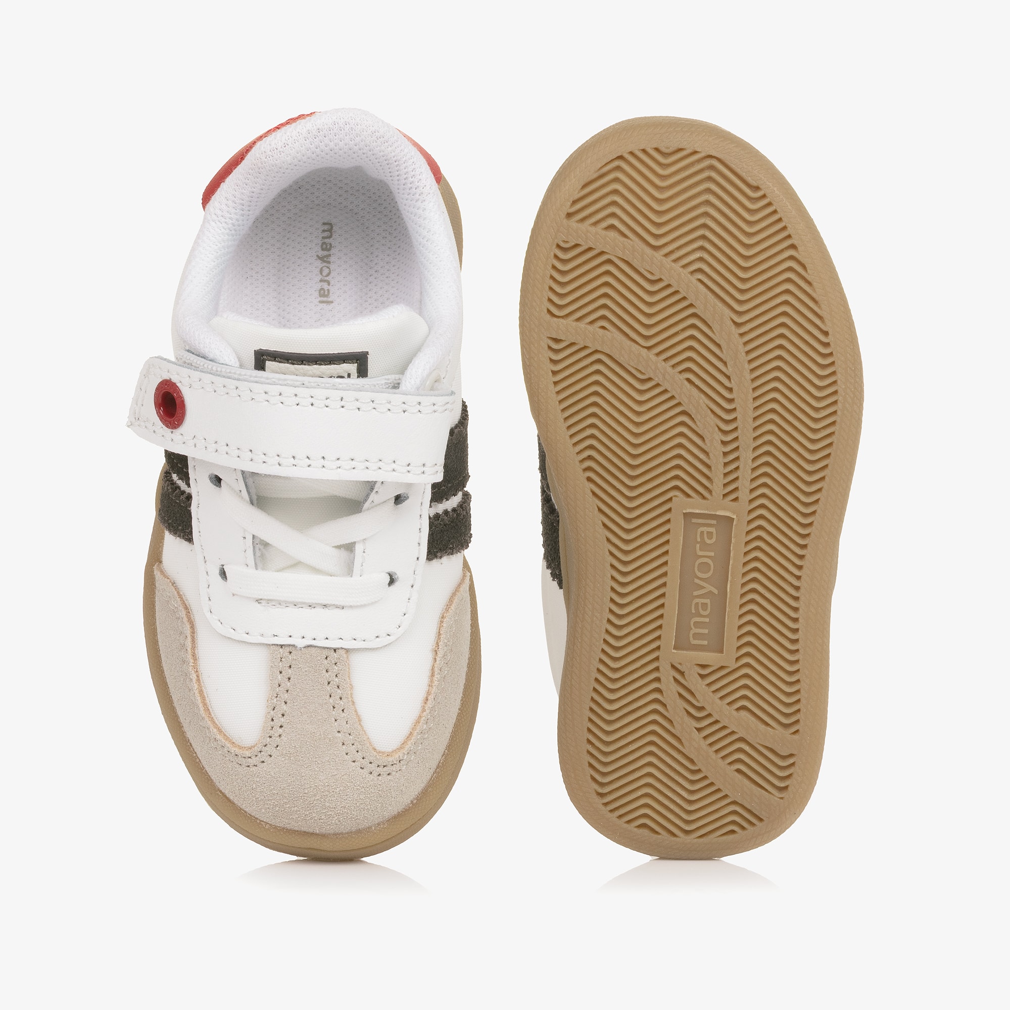 Baby Boys Blue Trainers with Suede Leather Trims - View 3