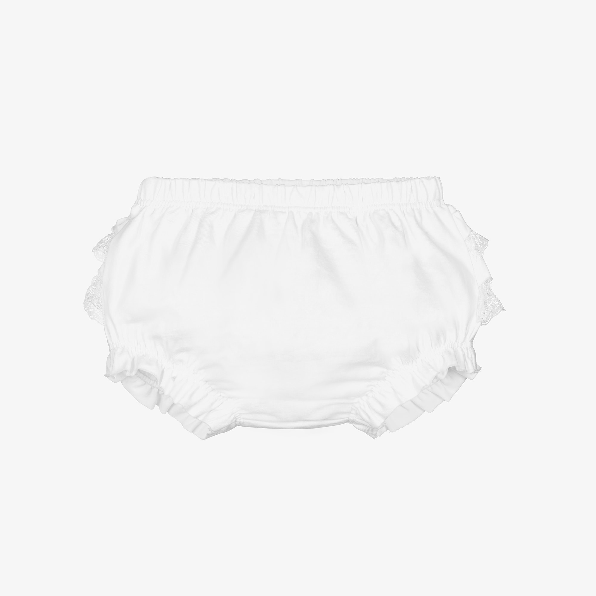 Baby Girls White Cotton Jersey Frilly Pants - View 1