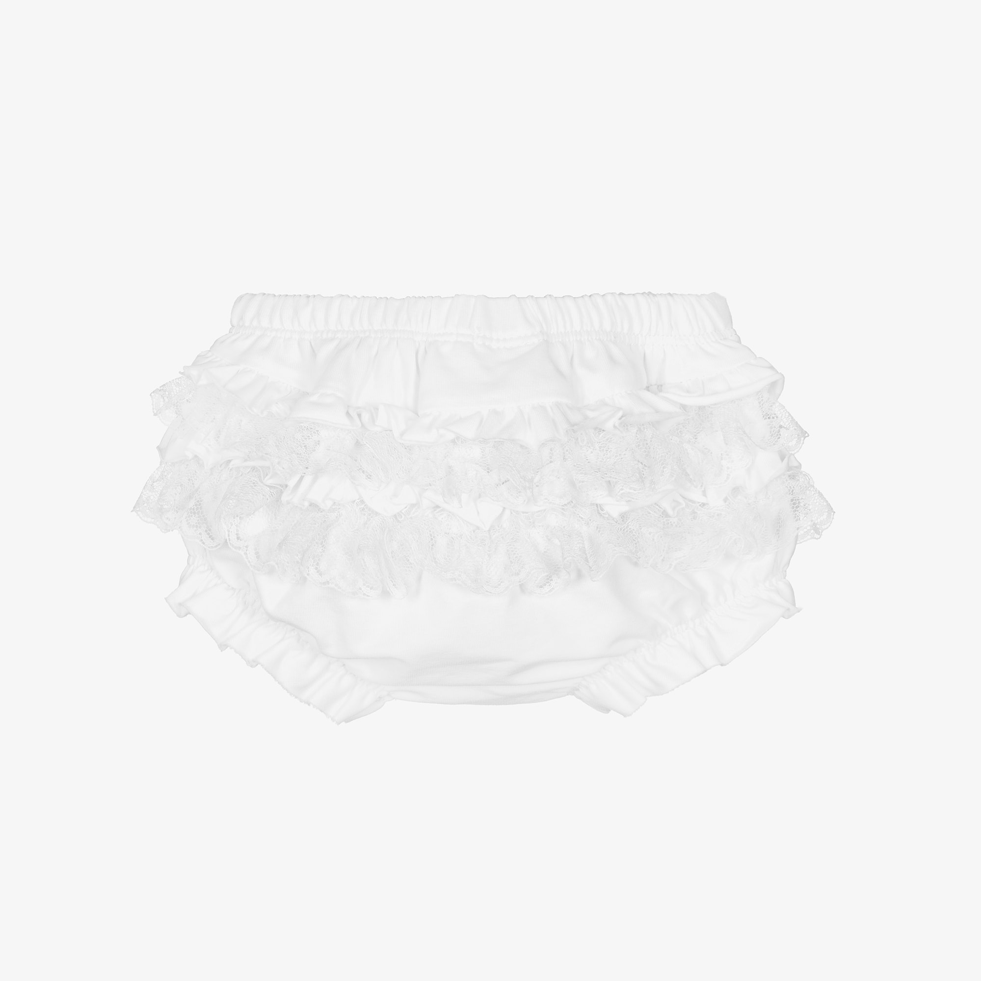 Baby Girls White Cotton Jersey Frilly Pants - View 2
