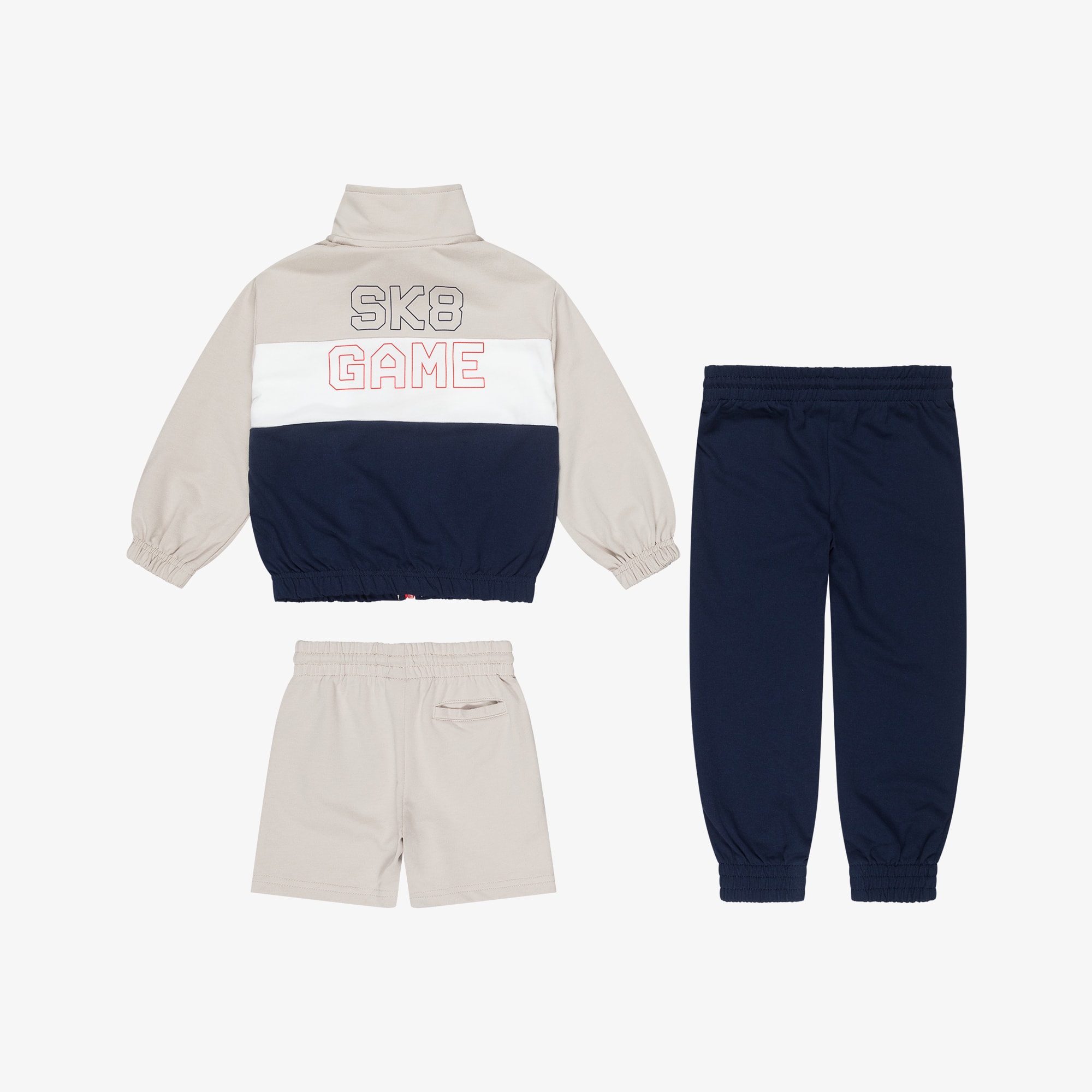 Boys Blue & Beige Tracksuit Set with SK8 Game Print - View 2
