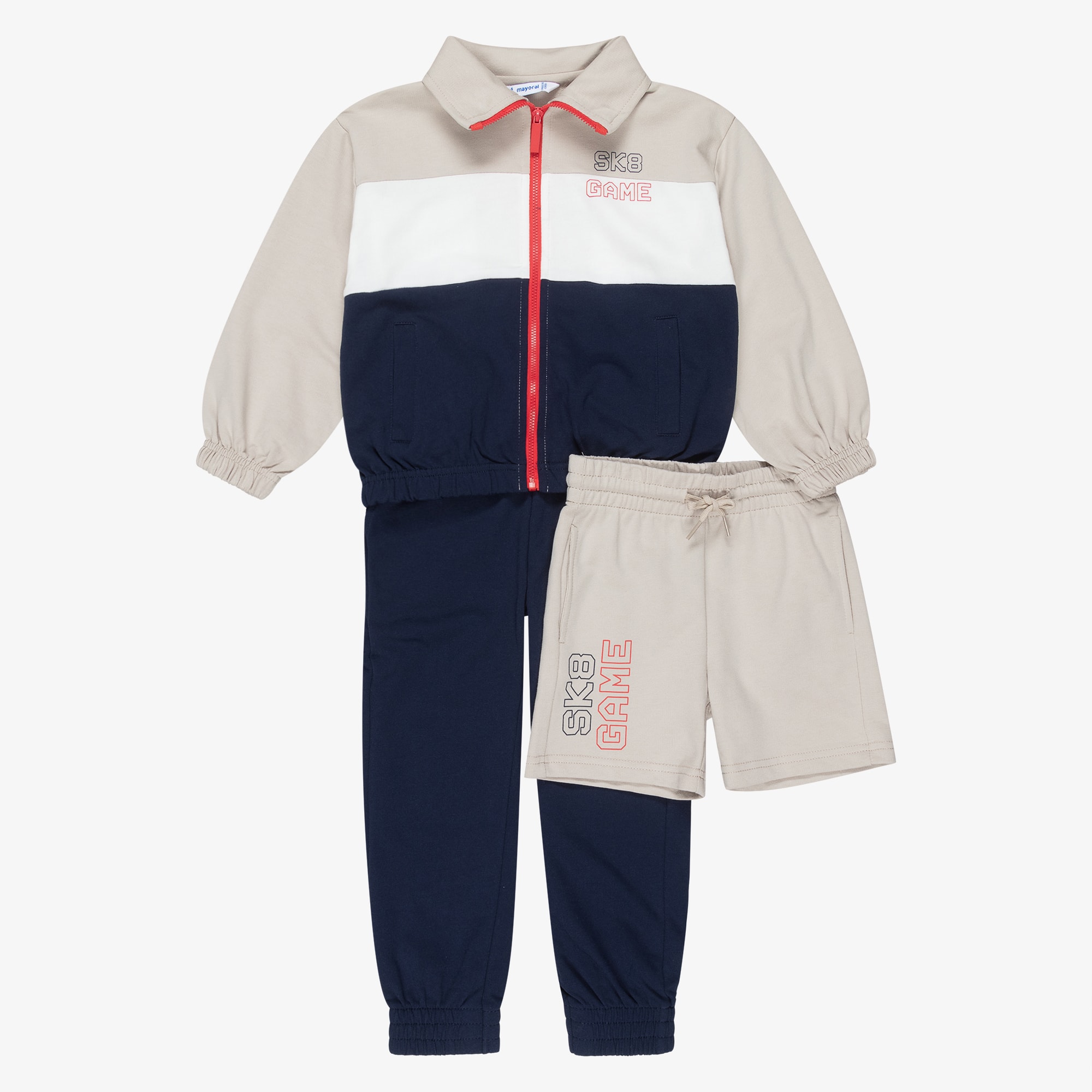 Boys Blue & Beige Tracksuit Set with SK8 Game Print - View 4