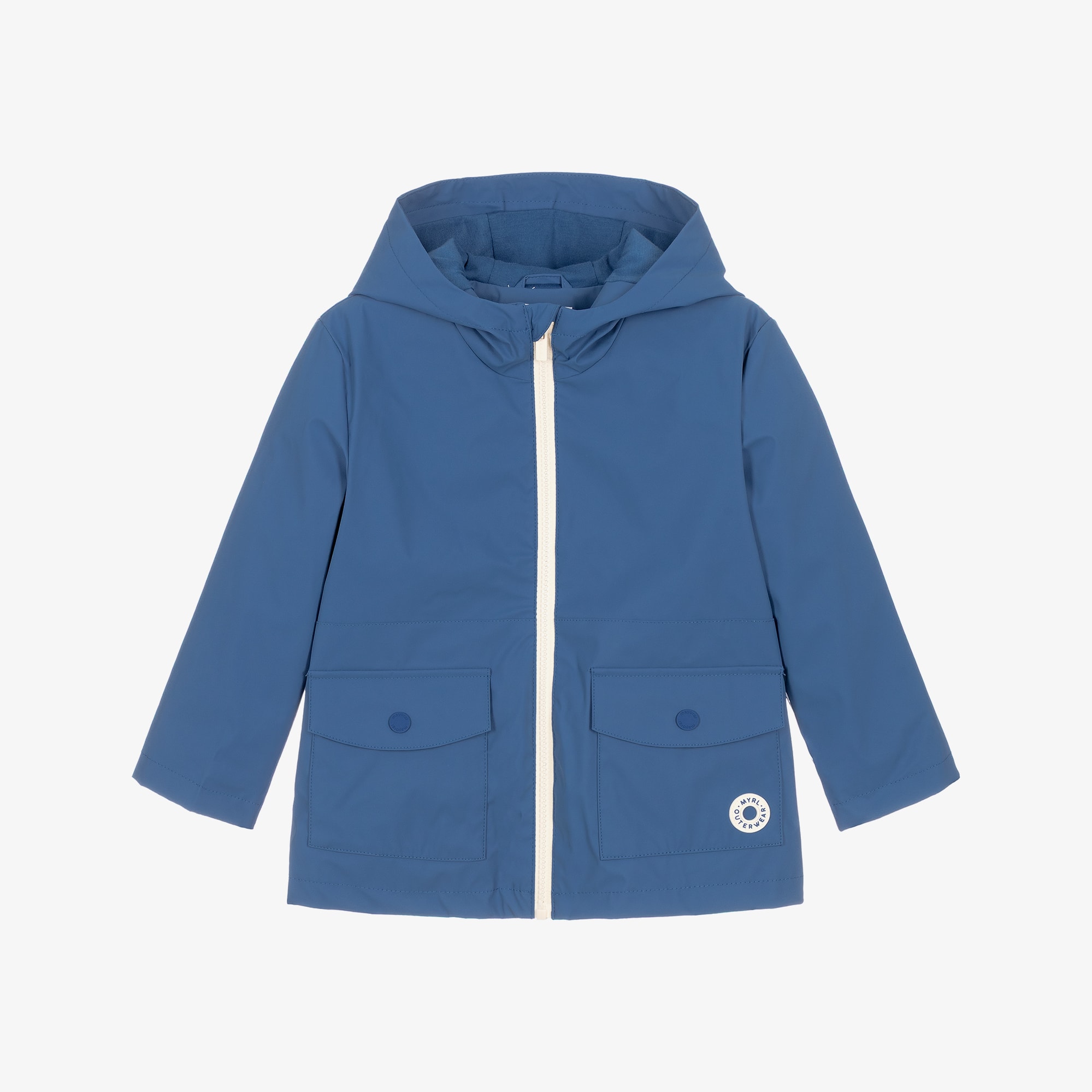 Boys Cobalt Blue Zip-Up Raincoat - View 1