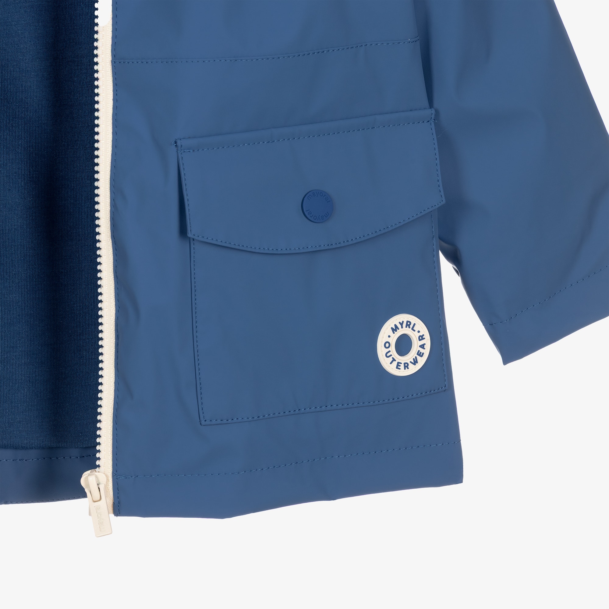 Boys Cobalt Blue Zip-Up Raincoat - View 4