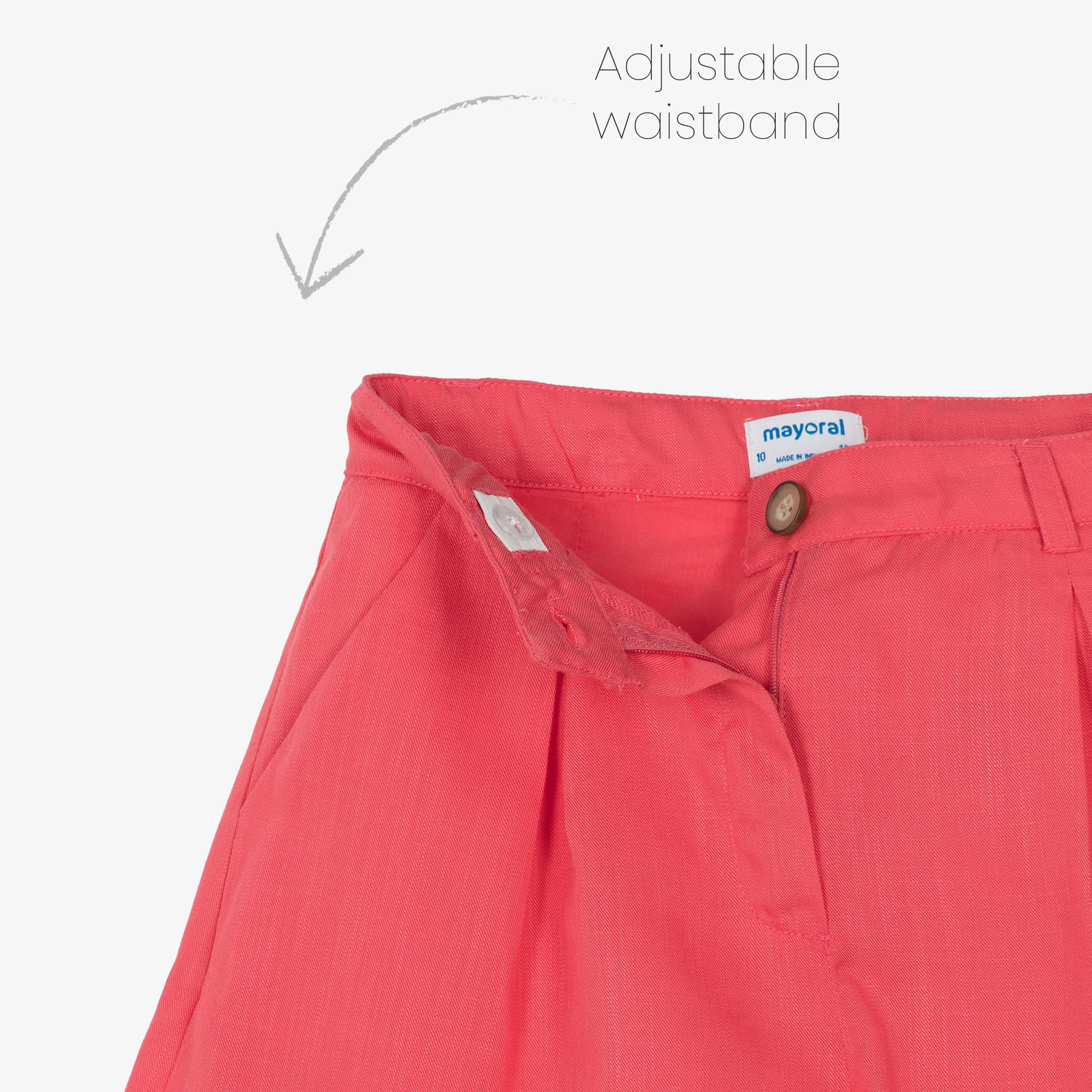 Girls Coral Pink Shorts with Turn-ups - View 4