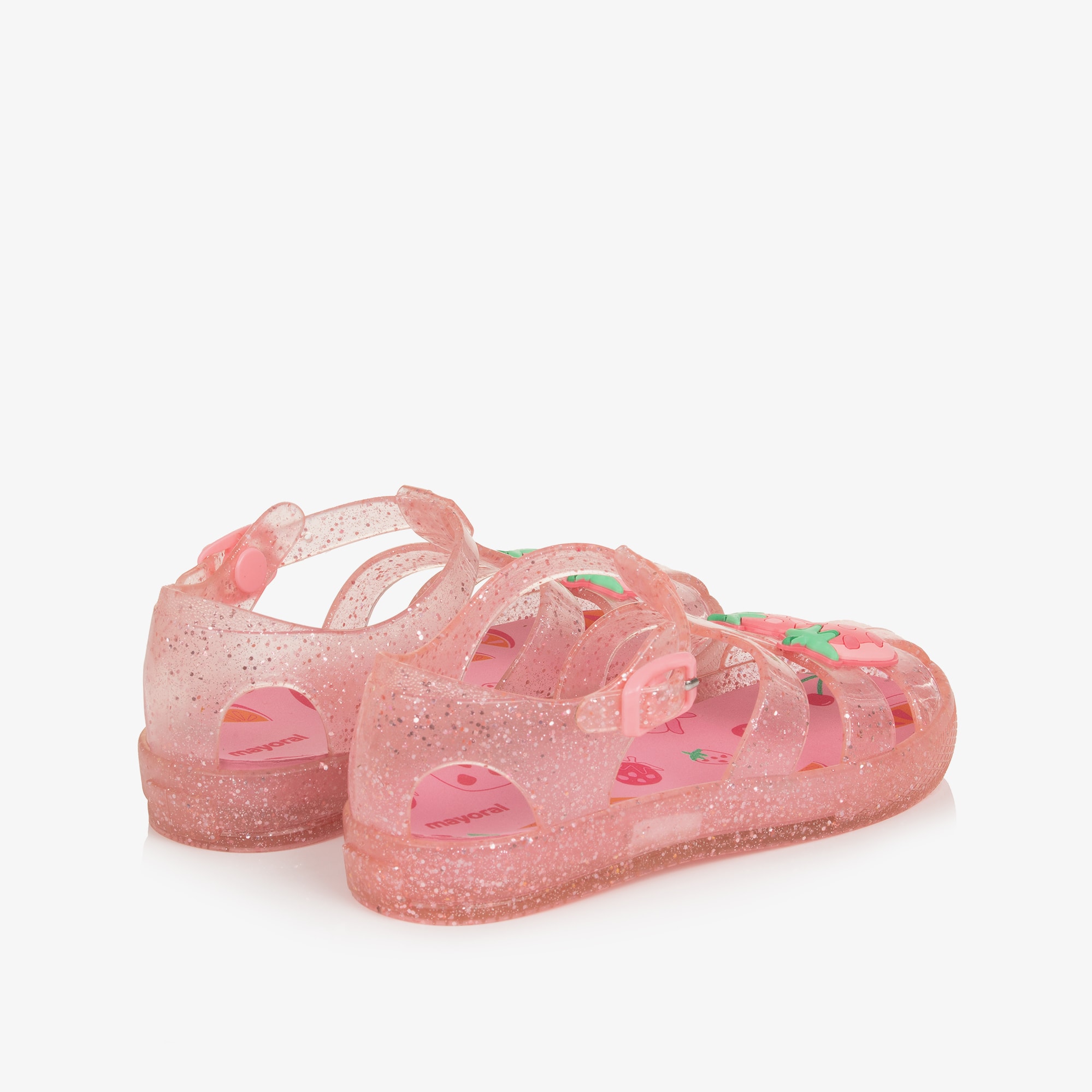 Girls Glittery Pink Strawberry Jelly Shoes - View 2