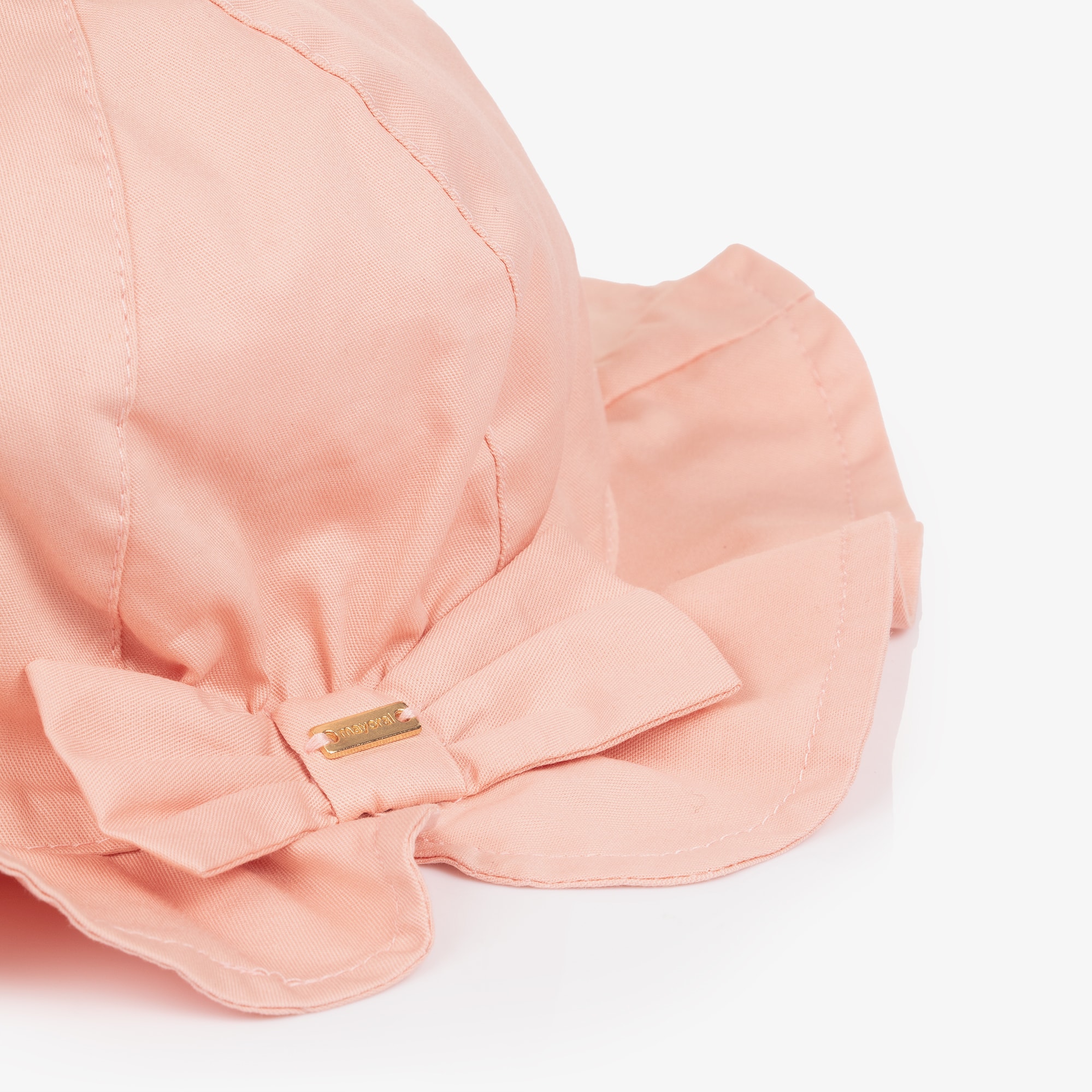 Girls Pink Cotton Sun Hat with Bow - View 3
