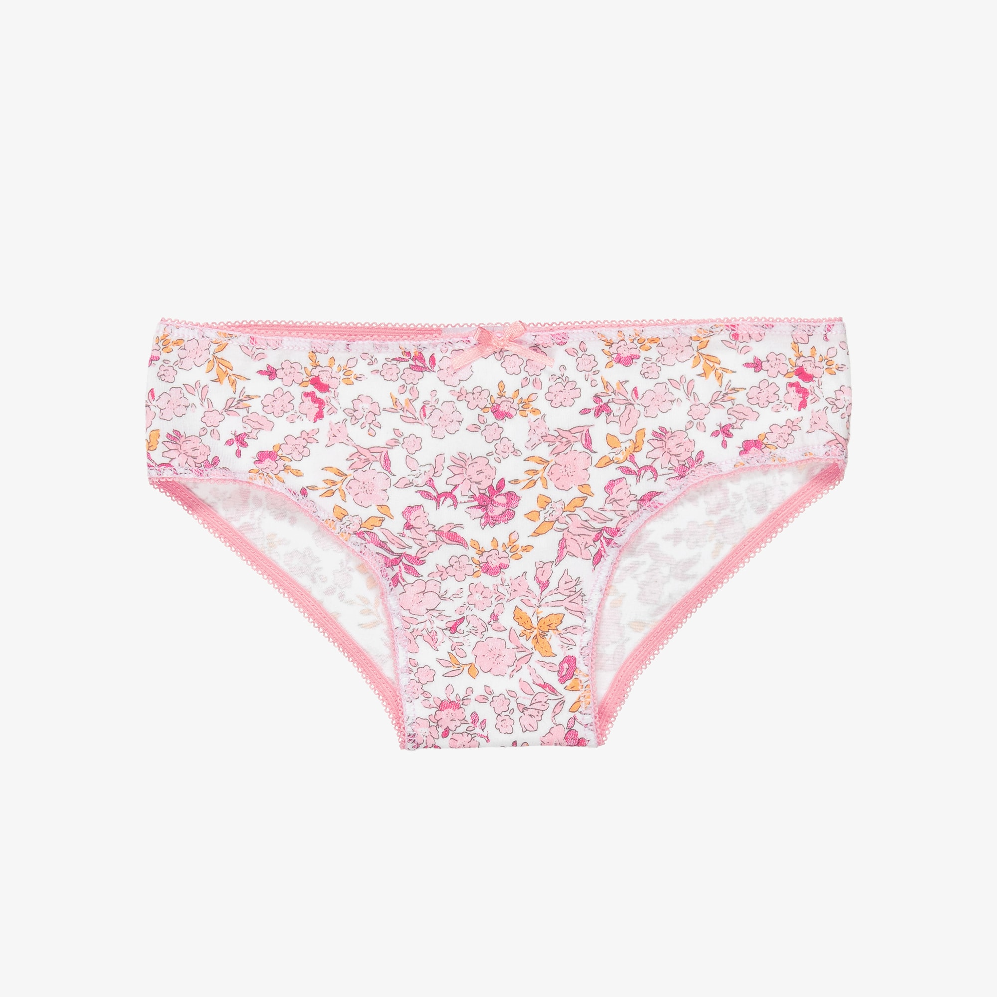 Girls Pink Floral Cotton Knickers (4 Pack) - View 2