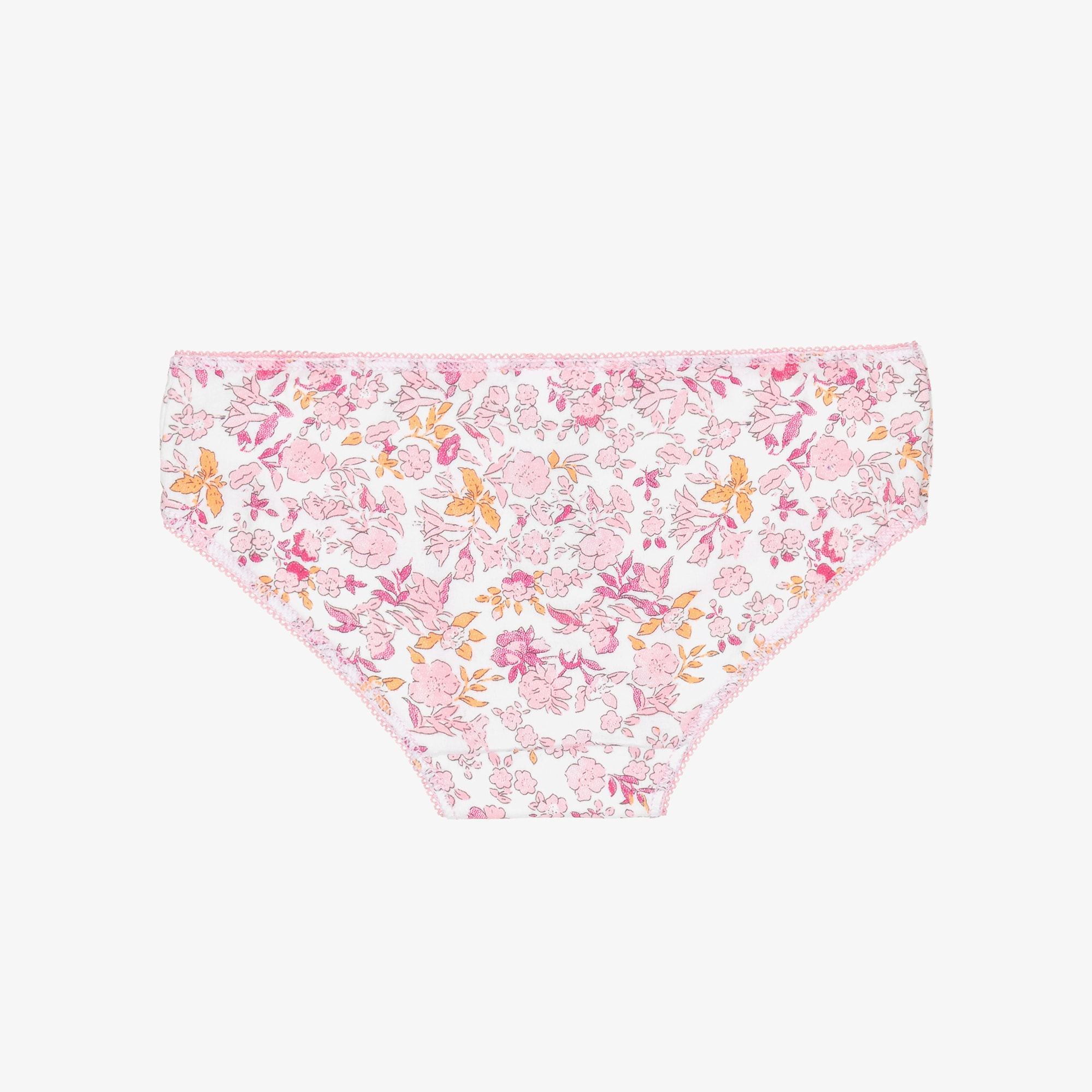Girls Pink Floral Cotton Knickers (4 Pack) - View 3