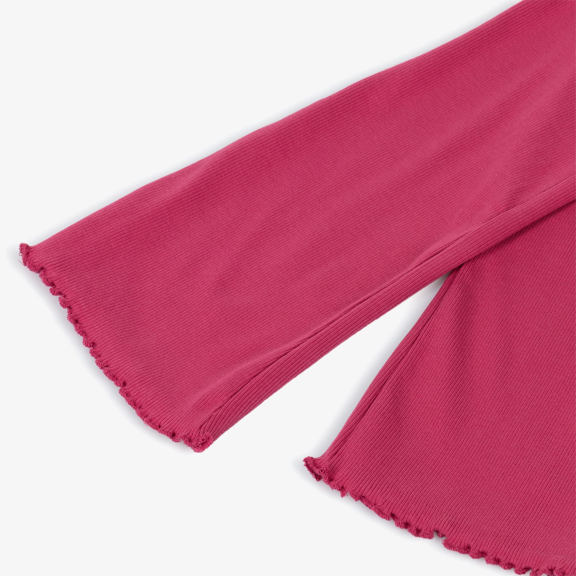 Girls Pink Ribbed Cotton Jersey Flared Leggings - View 3