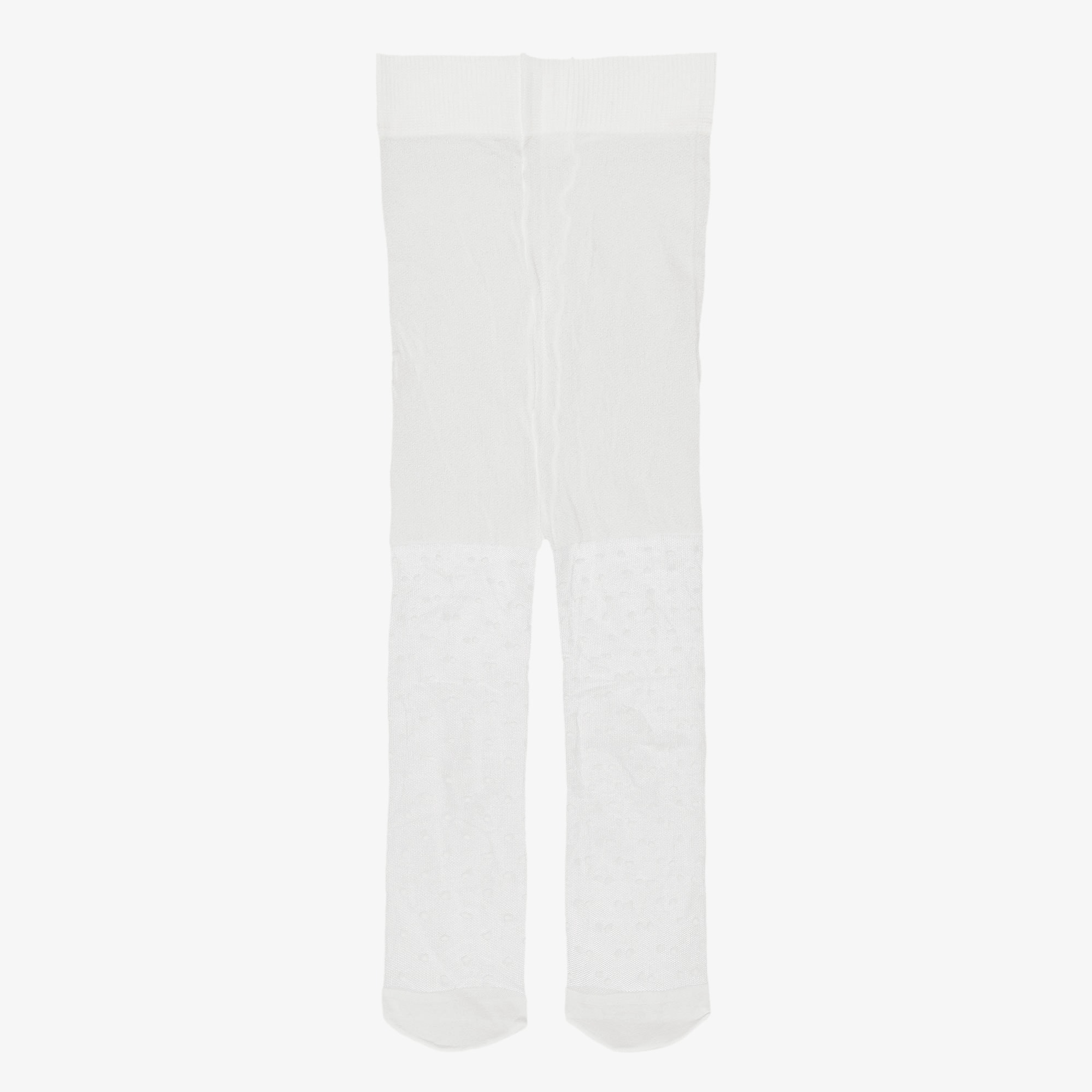 Girls White Sheer Dot Tights - View 2